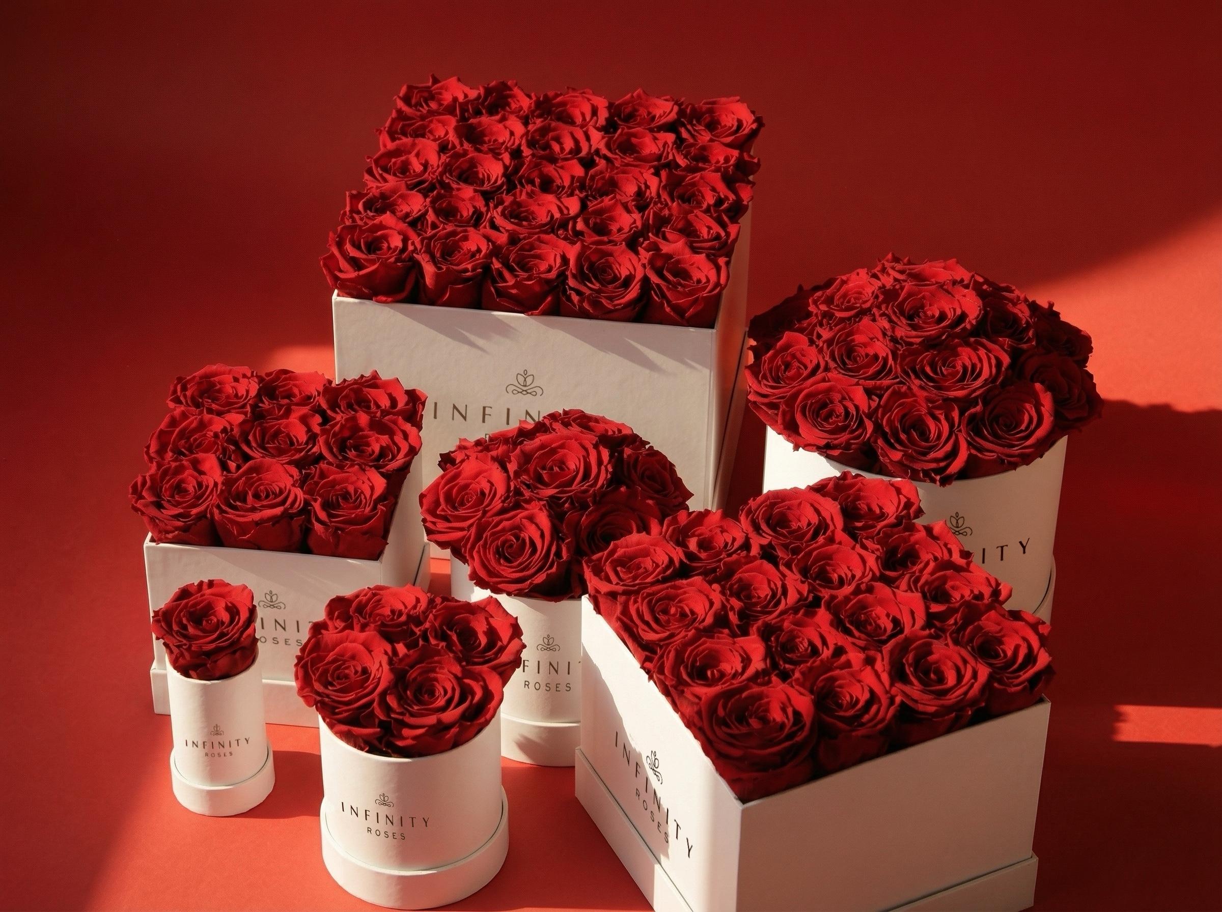 Classic rose boxes, ready to send
