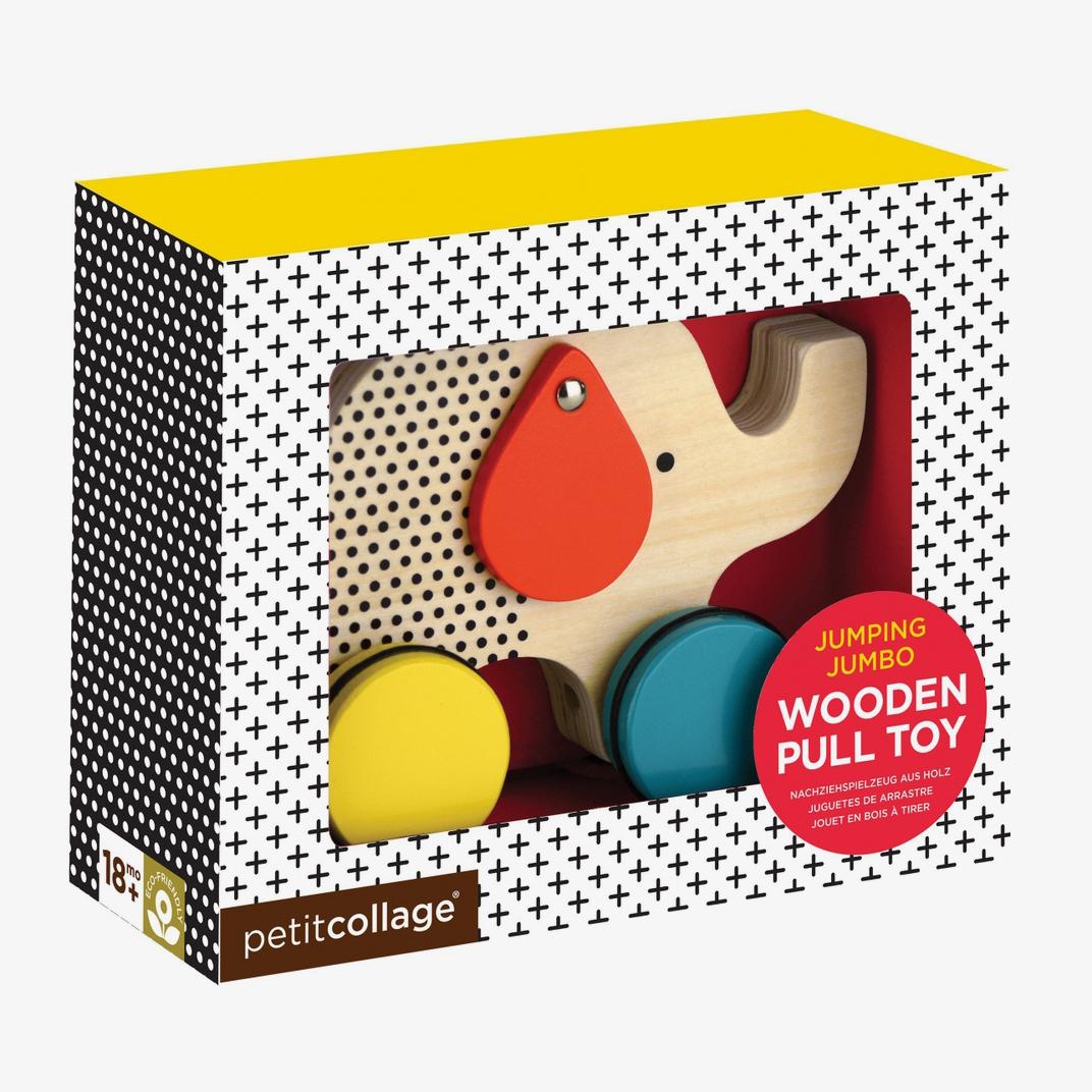 Wooden Jumbo Jumping Elephant Pull Toy