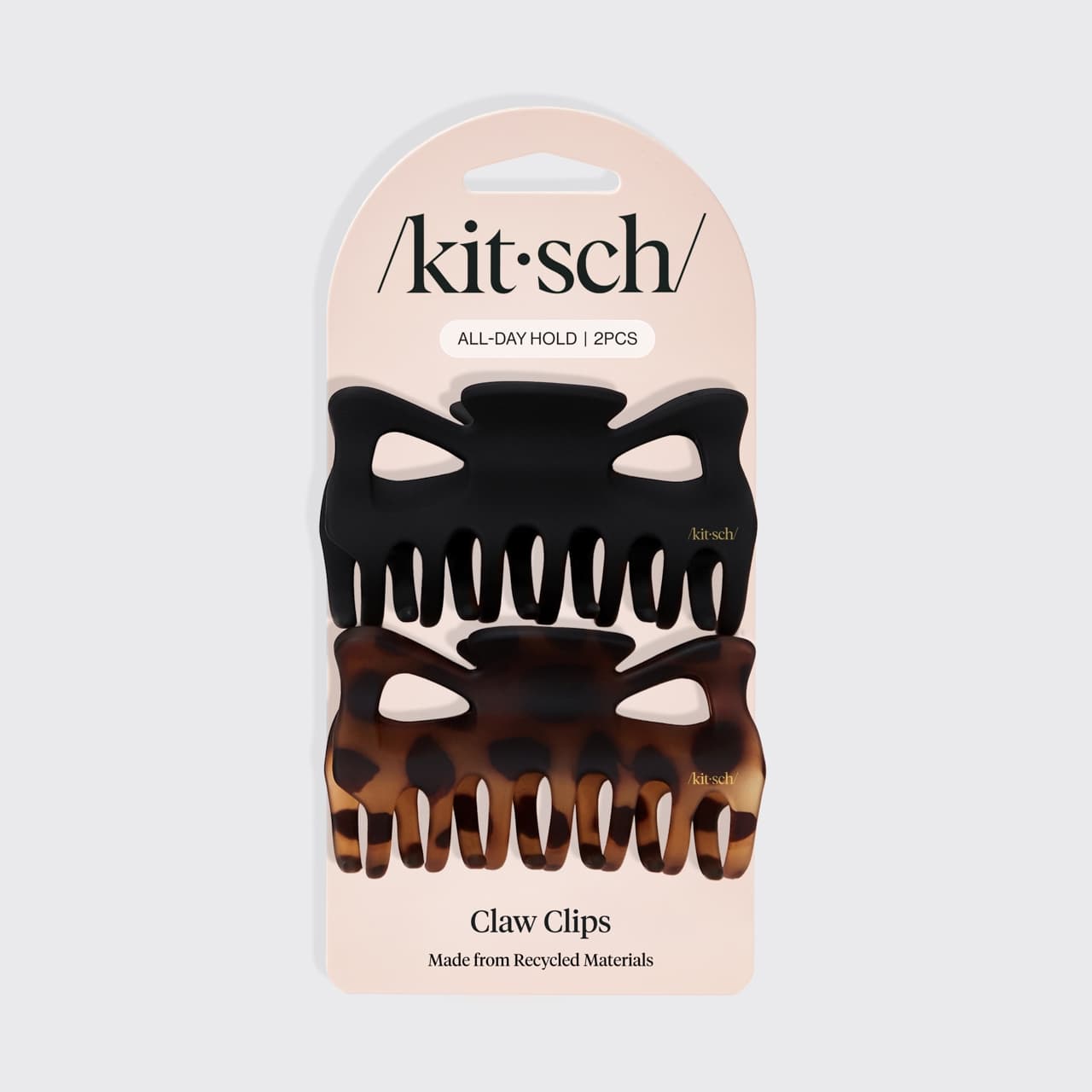 Recycled Plastic Large Claw Clips - Black & Tortoise / Set of 2