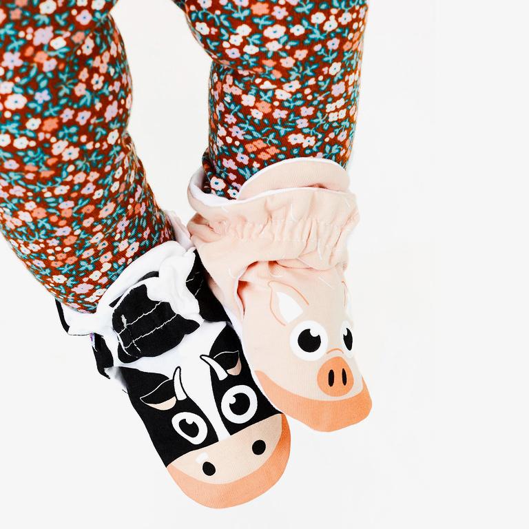 Calf & Piglet Mismatched Baby Booties