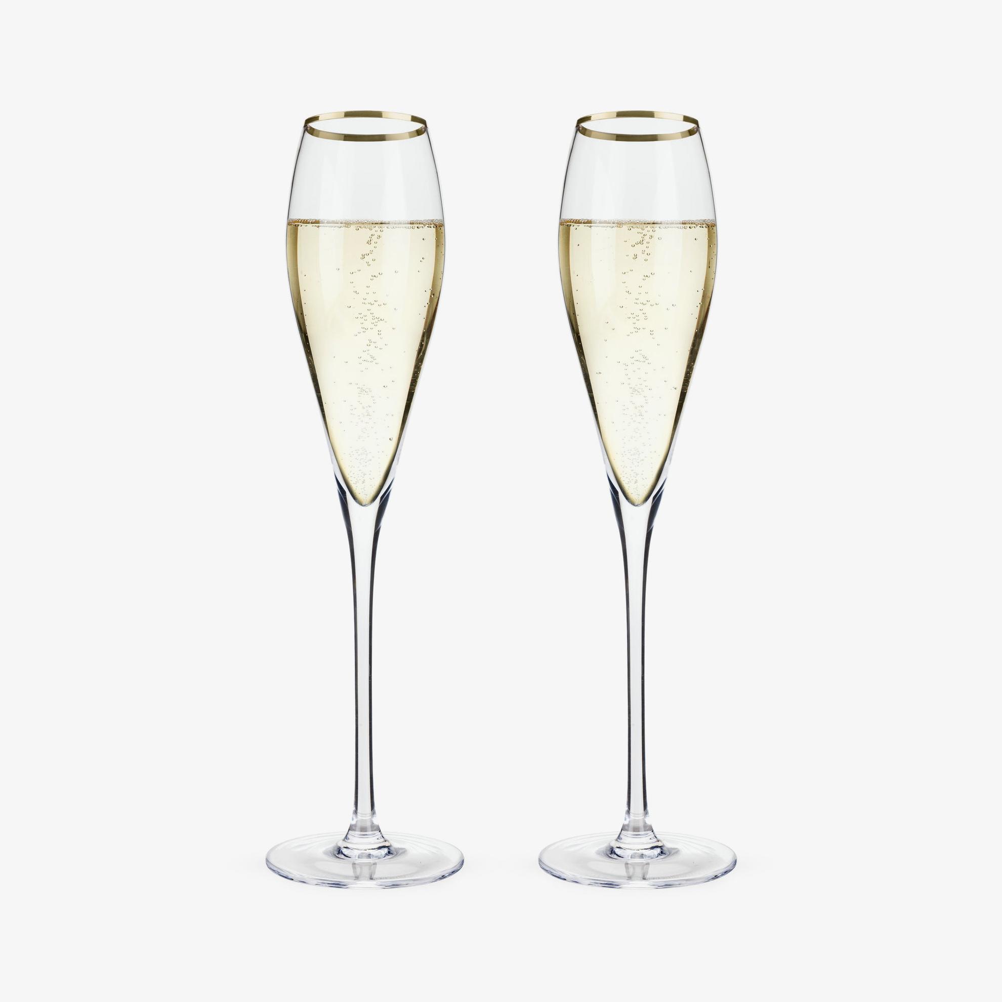 Gold Rimmed Crystal Champagne Flutes