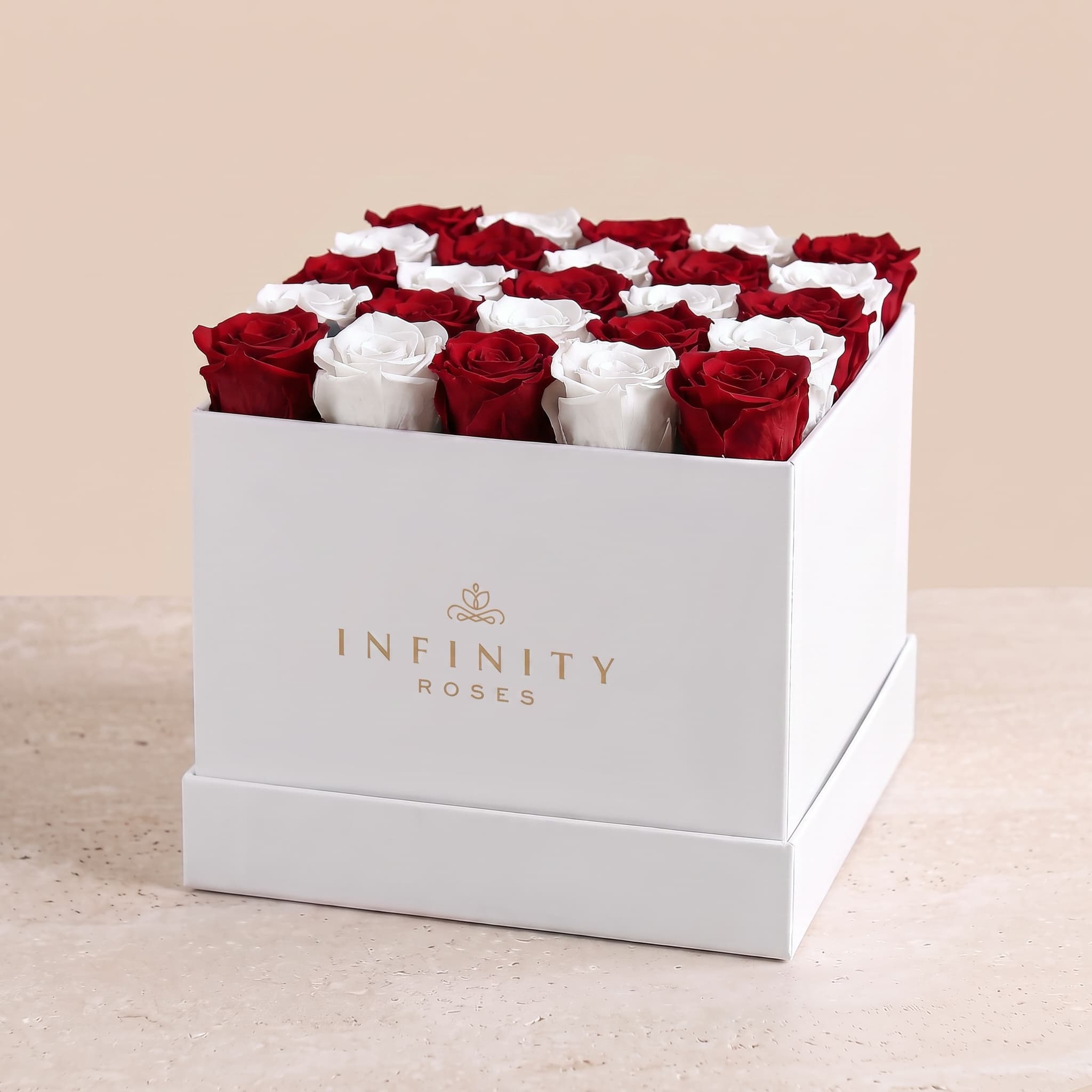 X-Large Square Rose box - Classic Rose - White Box