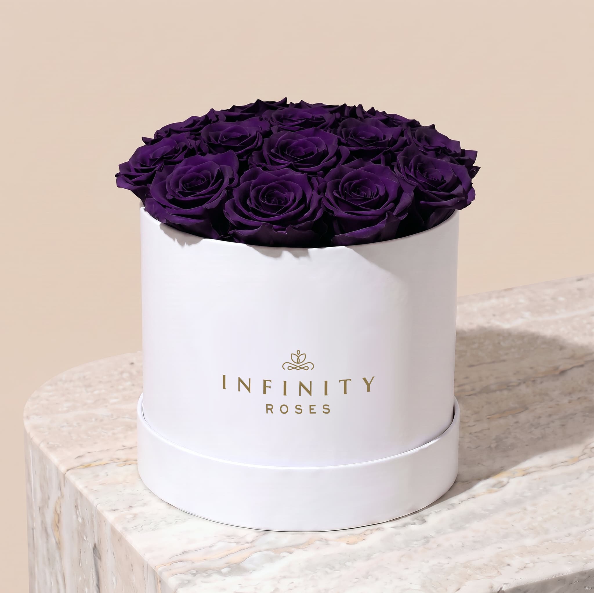 Large Bloom Rose Box - Violet Rose - White Box
