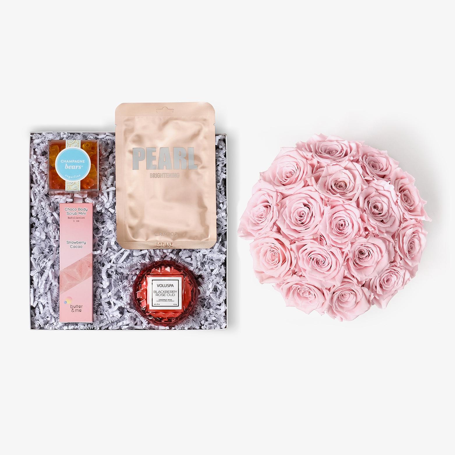 Pamper Bundle - Large Bloom Box - Pink Rose - Black Box