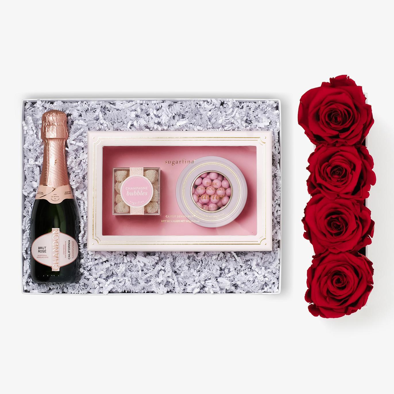 Rosé & Caviar - Small Rose Box - Red Rose - Black Box