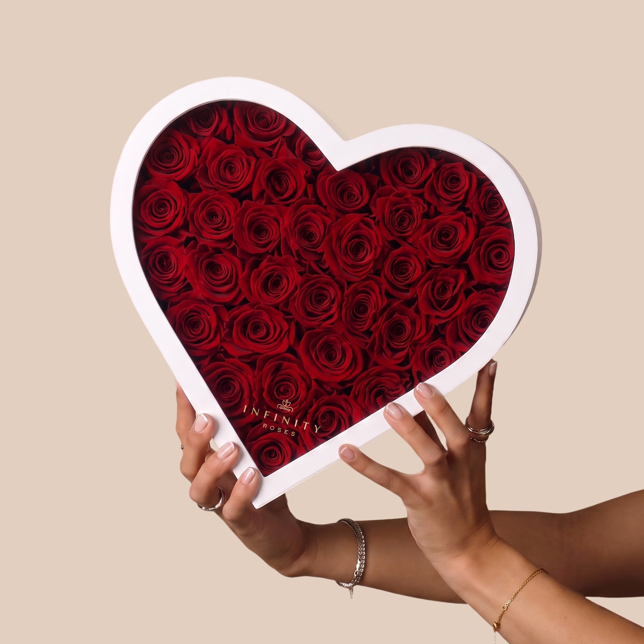 Grand Heart Box - Red Rose - White Box