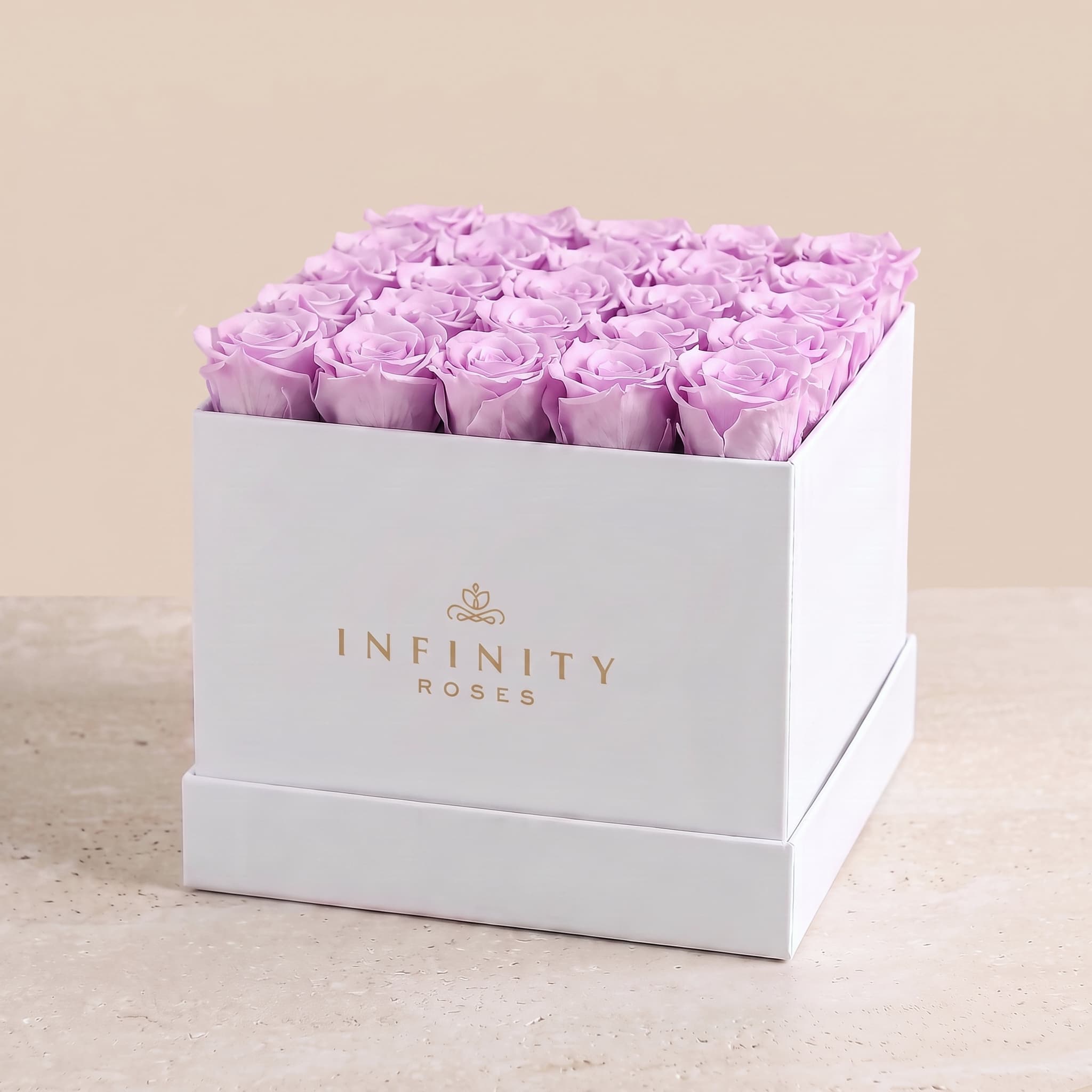 X-Large Square Rose box - Lavender Rose - White Box
