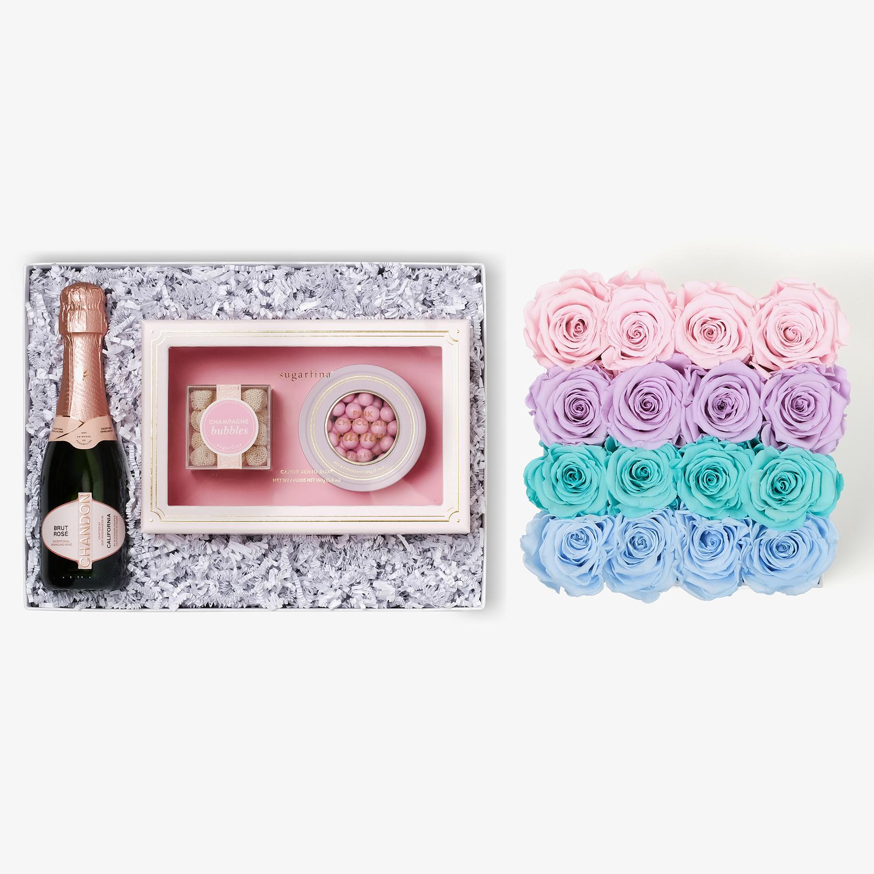 Rosé & Caviar - Large Square Box - Pastel Ombre Rose - Black Box