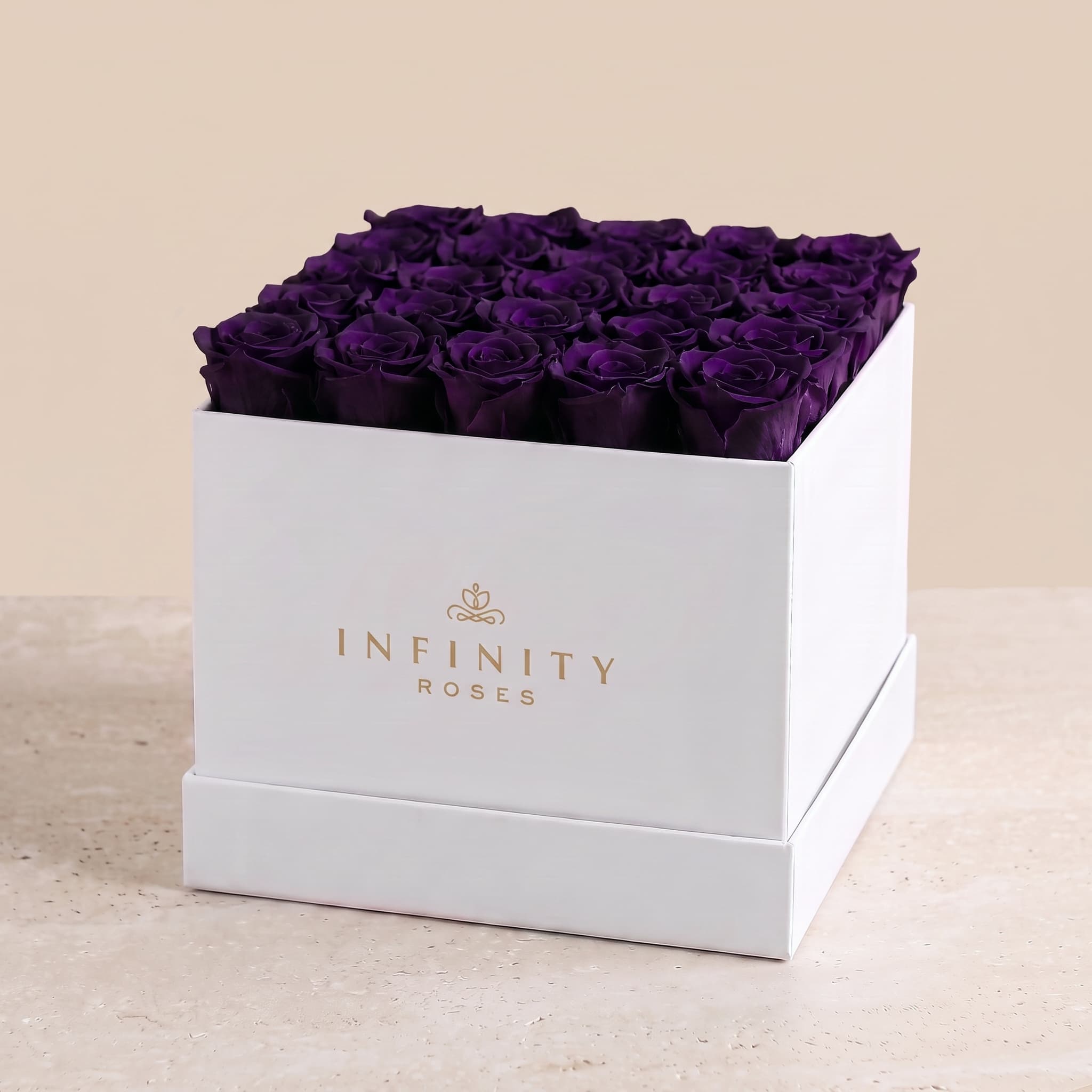 X-Large Square Rose box - Violet Rose - White Box