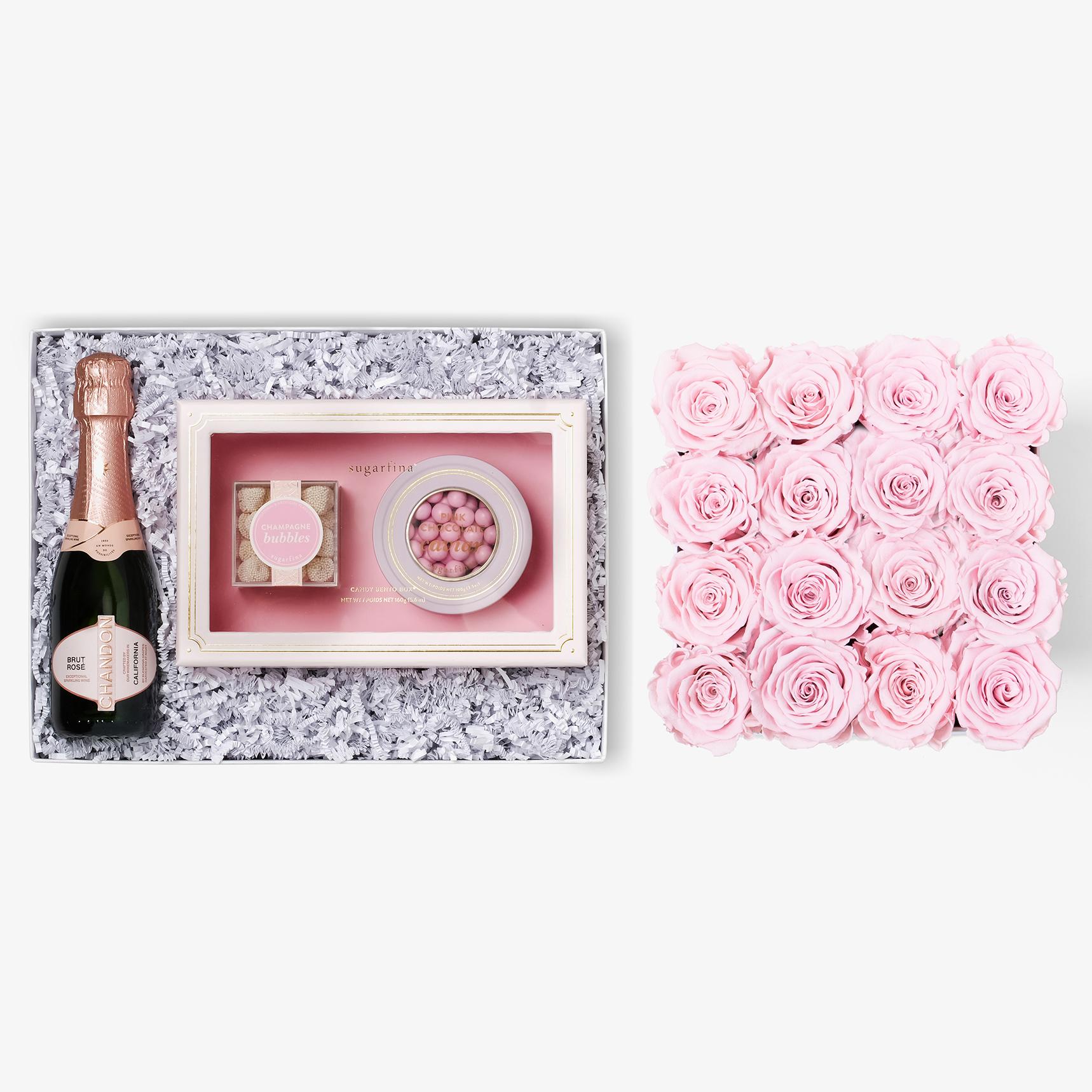 Rosé & Caviar - Large Square Box - Pink Rose - White Box