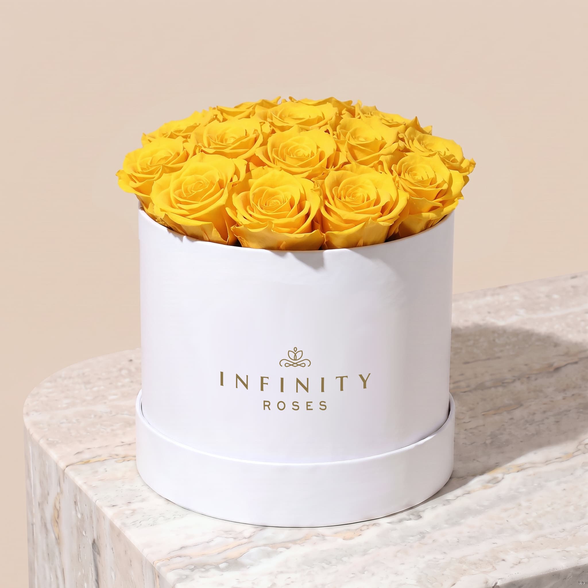 Large Bloom Rose Box - Yellow Rose - White Box