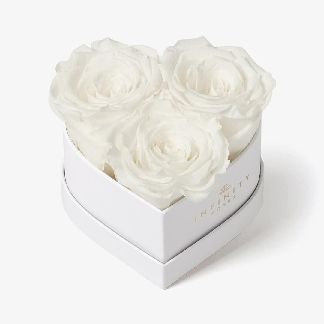 Small Heart Box - White Rose - White Box