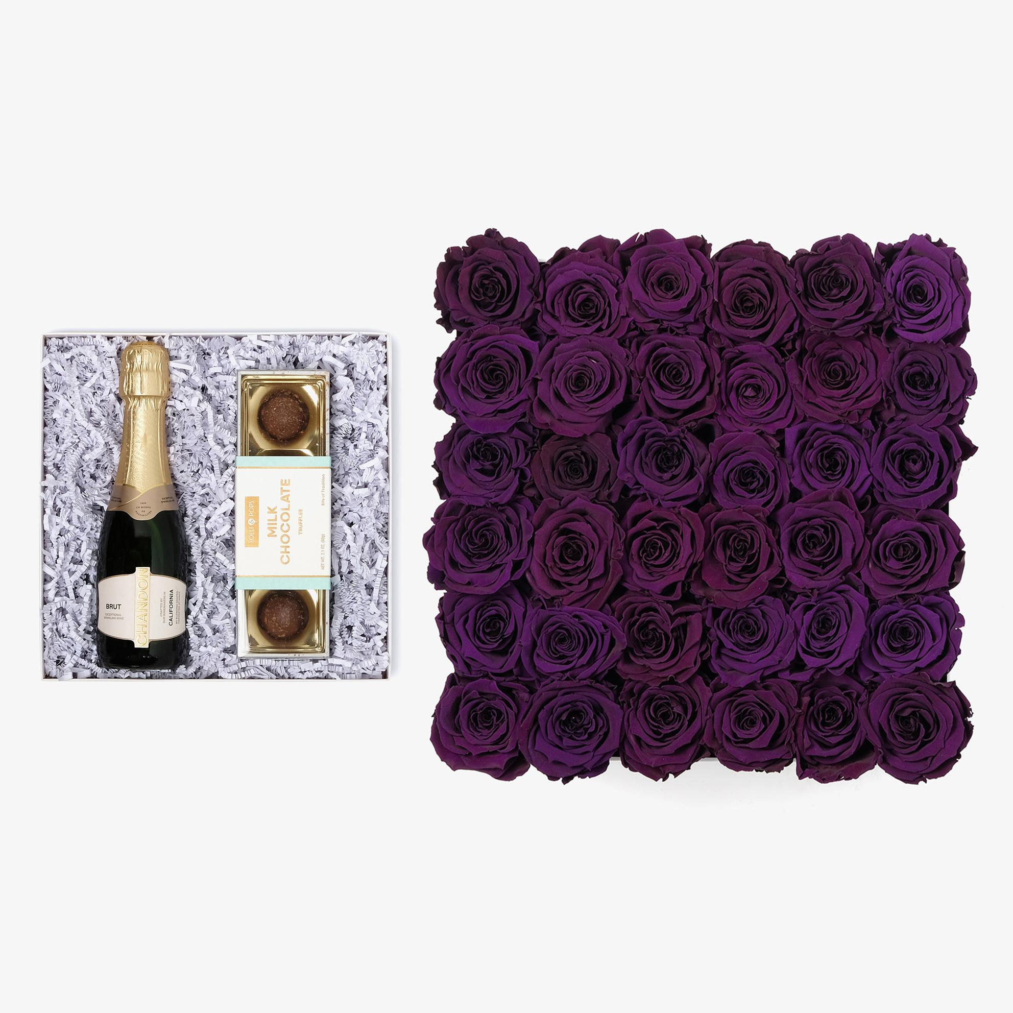 Champagne & Truffles - Grand Square Box - Violet Rose - Black Box