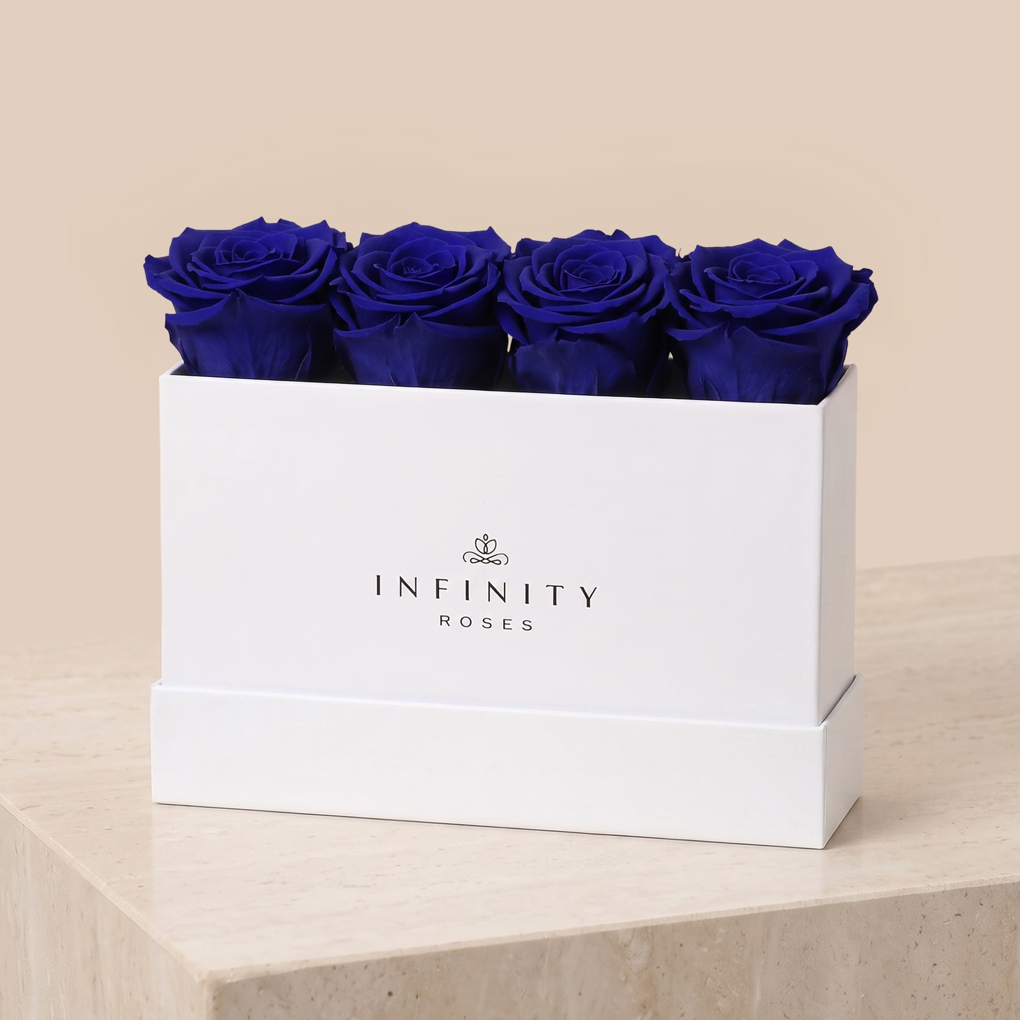 Small Rose Box - Royal Blue Rose - White Box