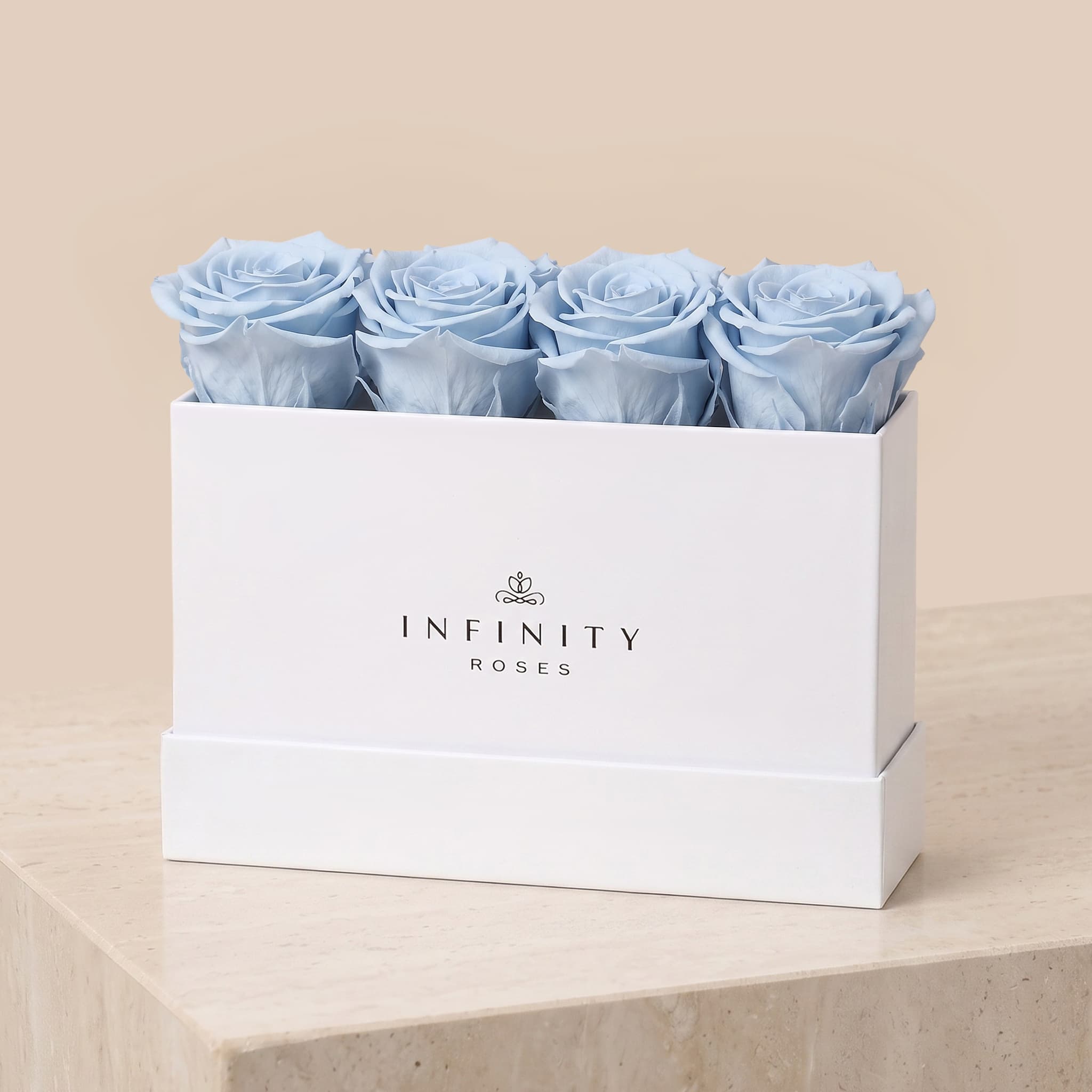 Small Rose Box - Baby Blue Rose - White Box