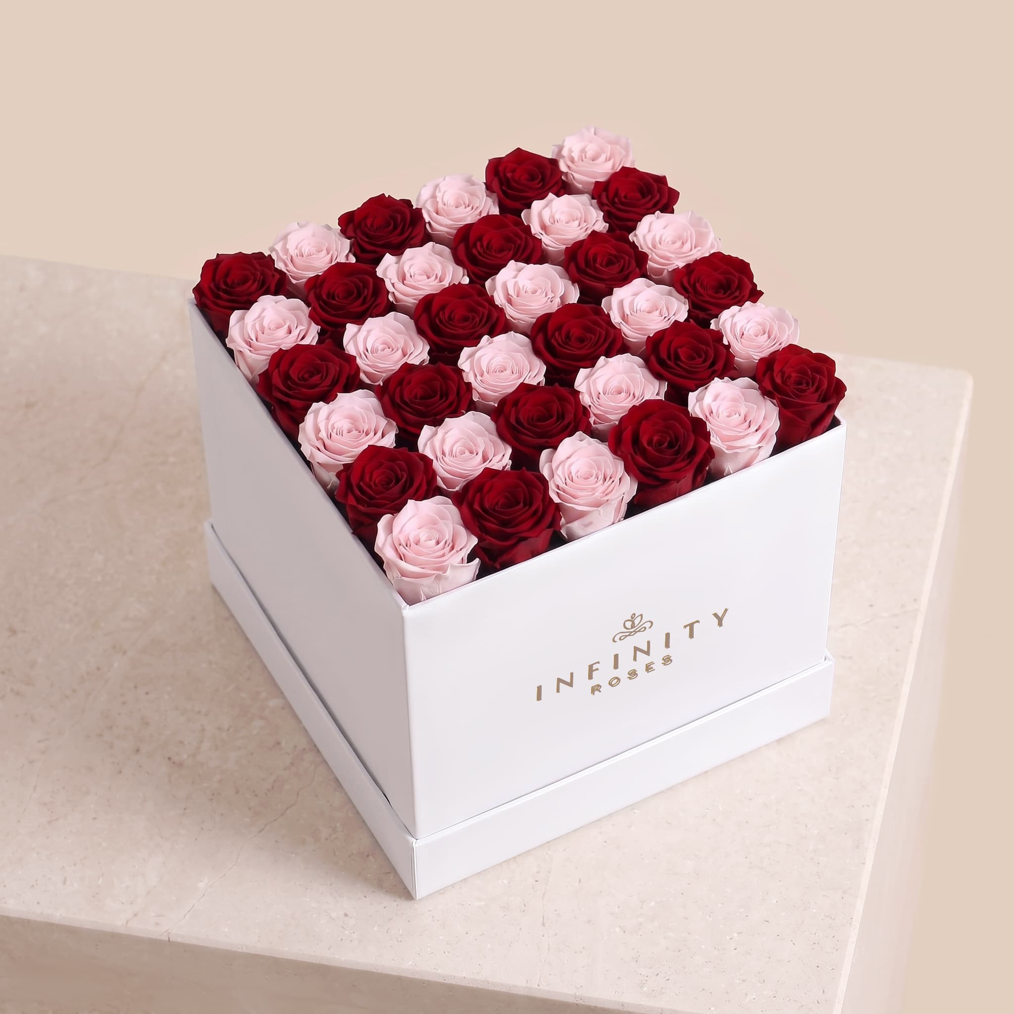 Grand Square Rose Box - Rosé Rose - White Box