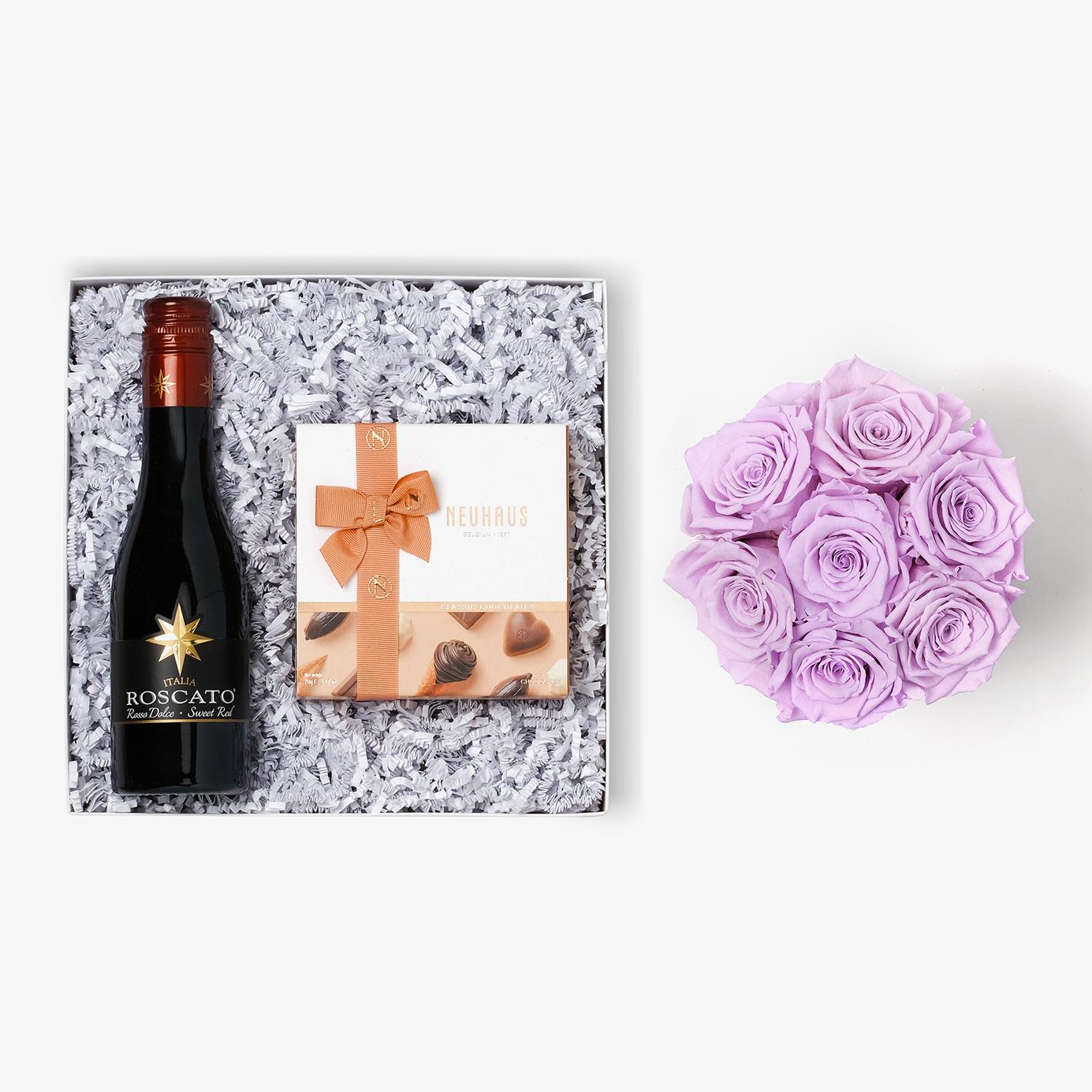 Wine & Truffles - Medium Bloom Box - Lavender Rose - Black Box