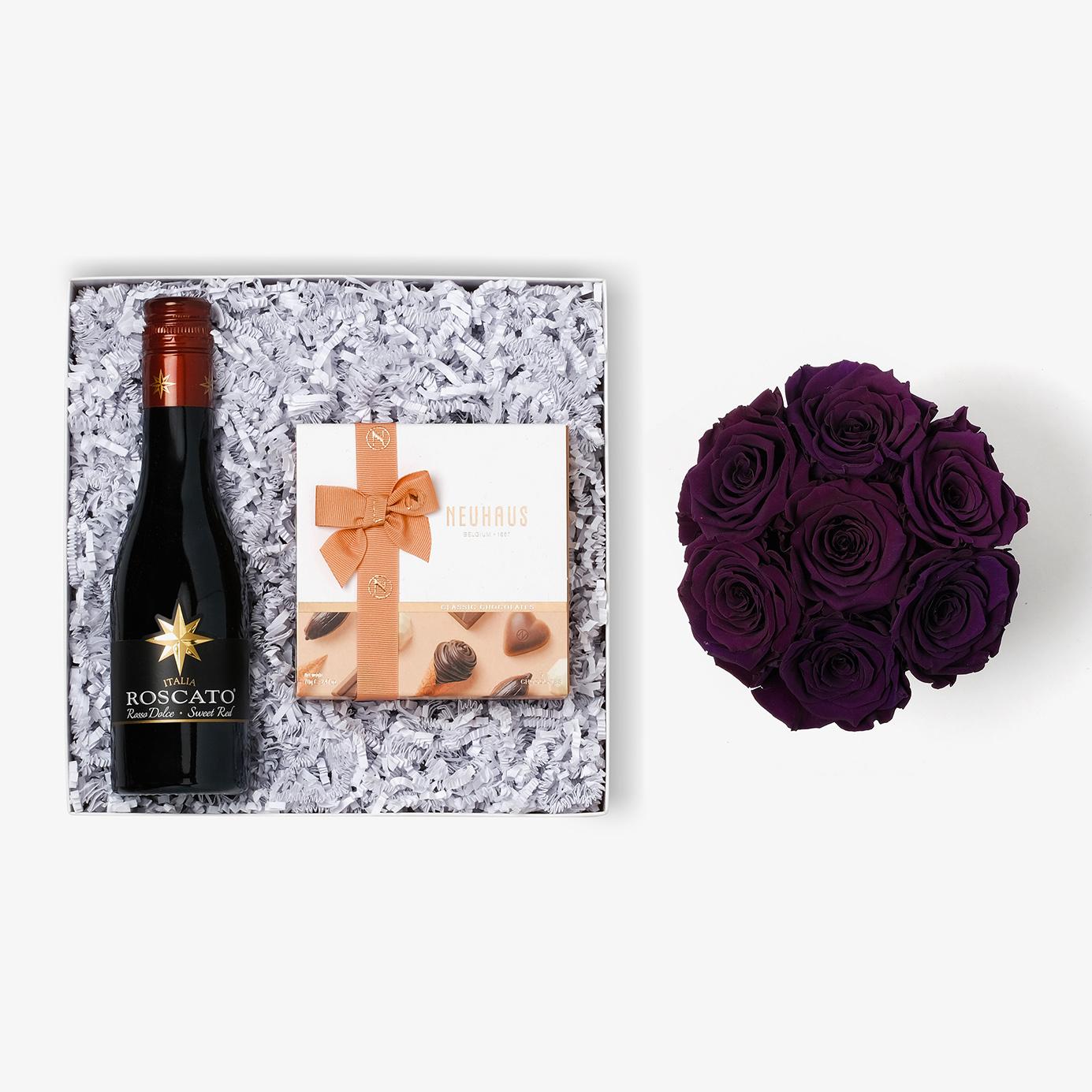Wine & Truffles - Medium Bloom Box - Violet Rose - White Box