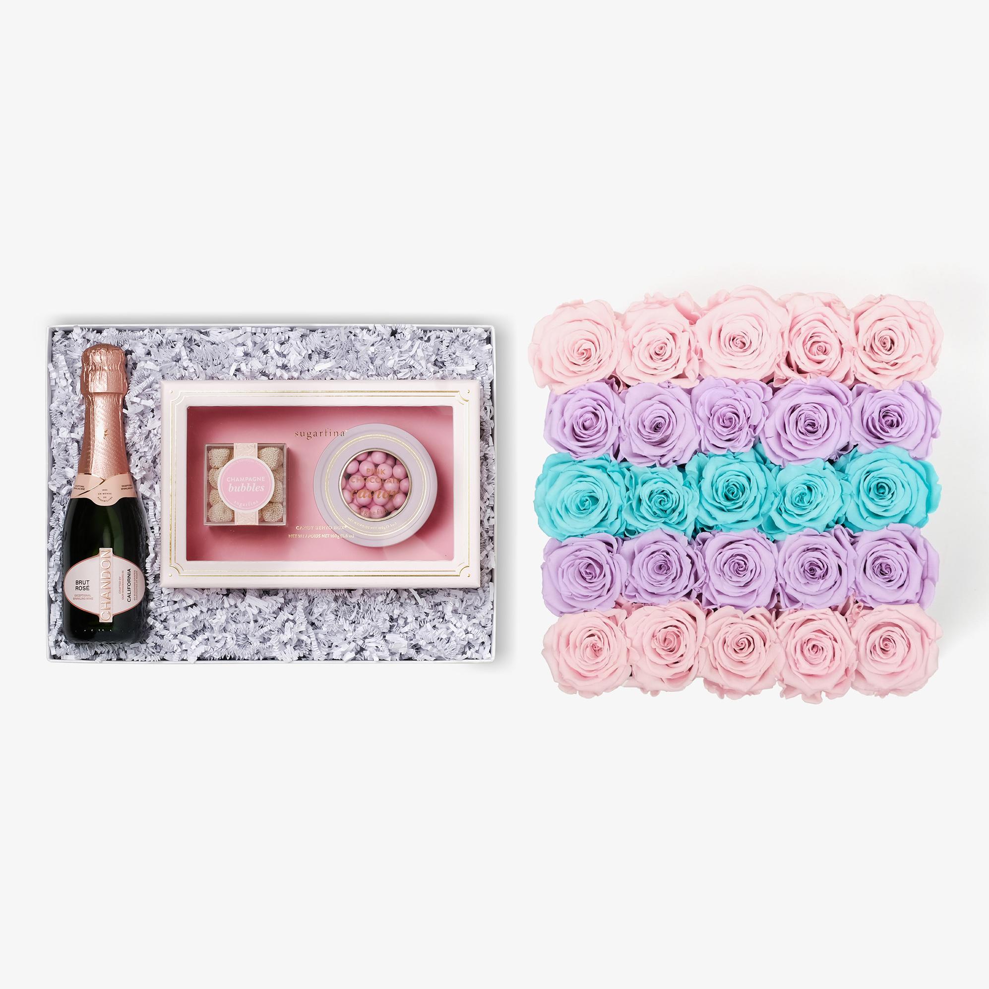 Rosé & Caviar - X-Large Square Box - Pastel Ombre Rose - Black Box