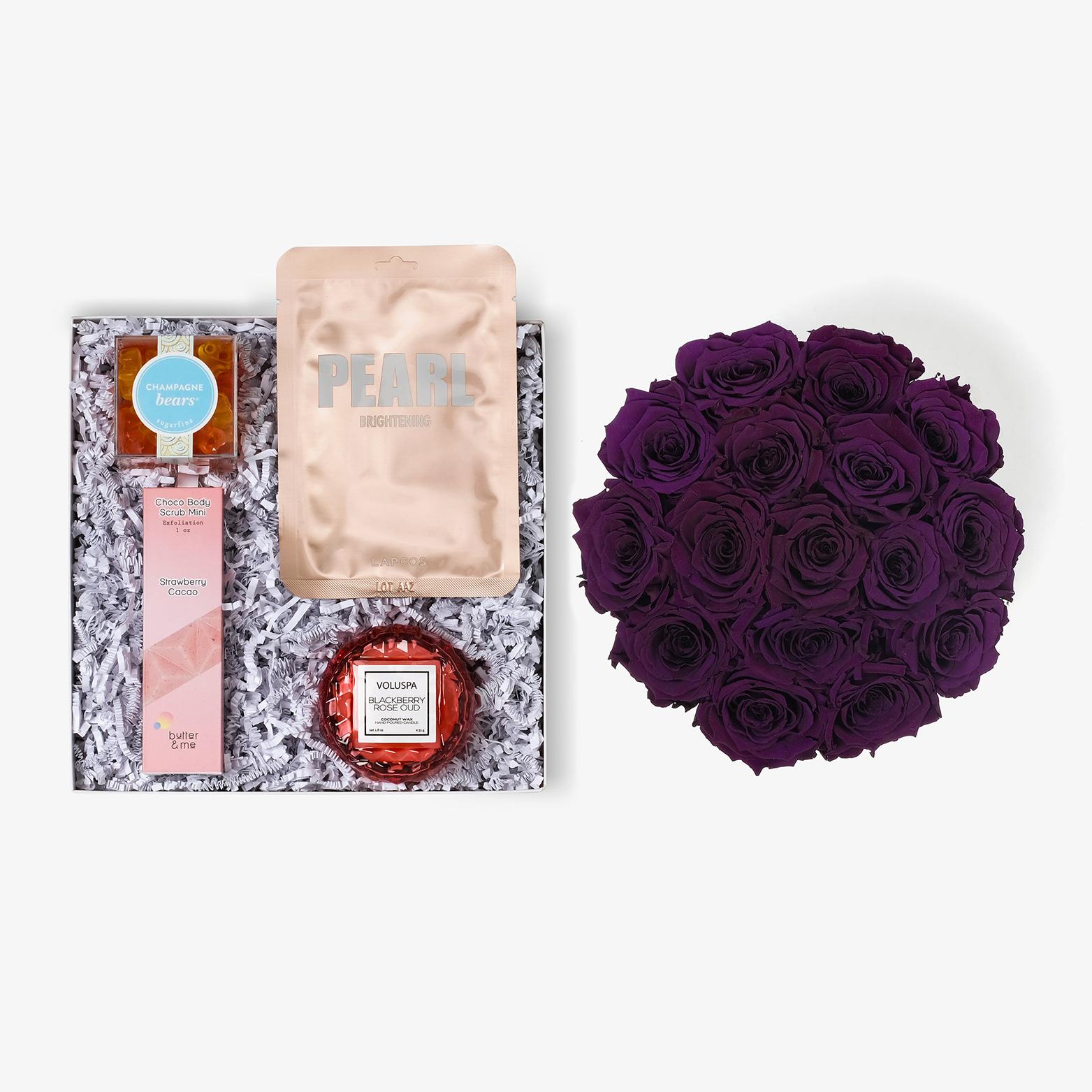 Pamper Bundle - Large Bloom Box - Violet Rose - White Box