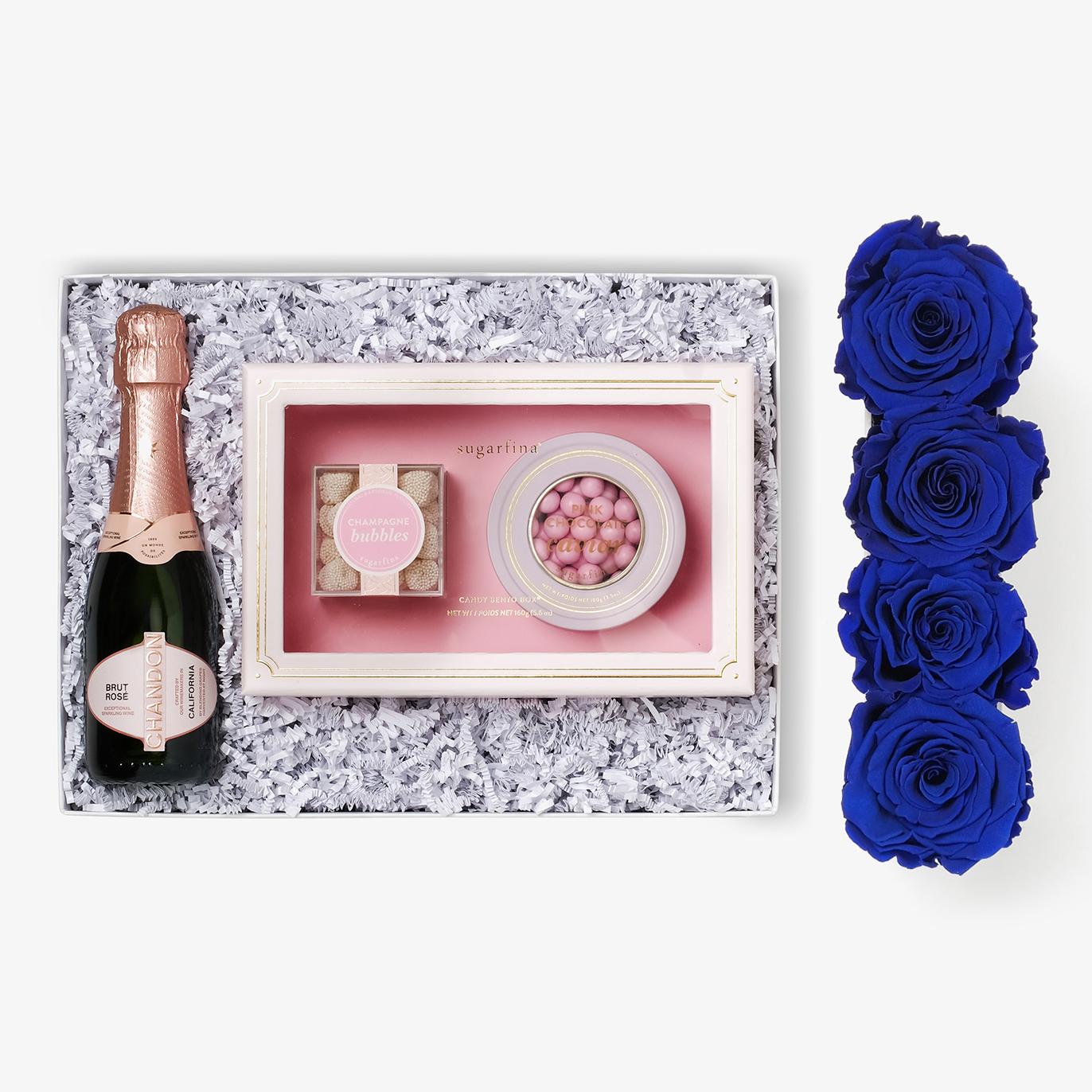 Rosé & Caviar - Small Rose Box - Royal Blue Rose - Black Box