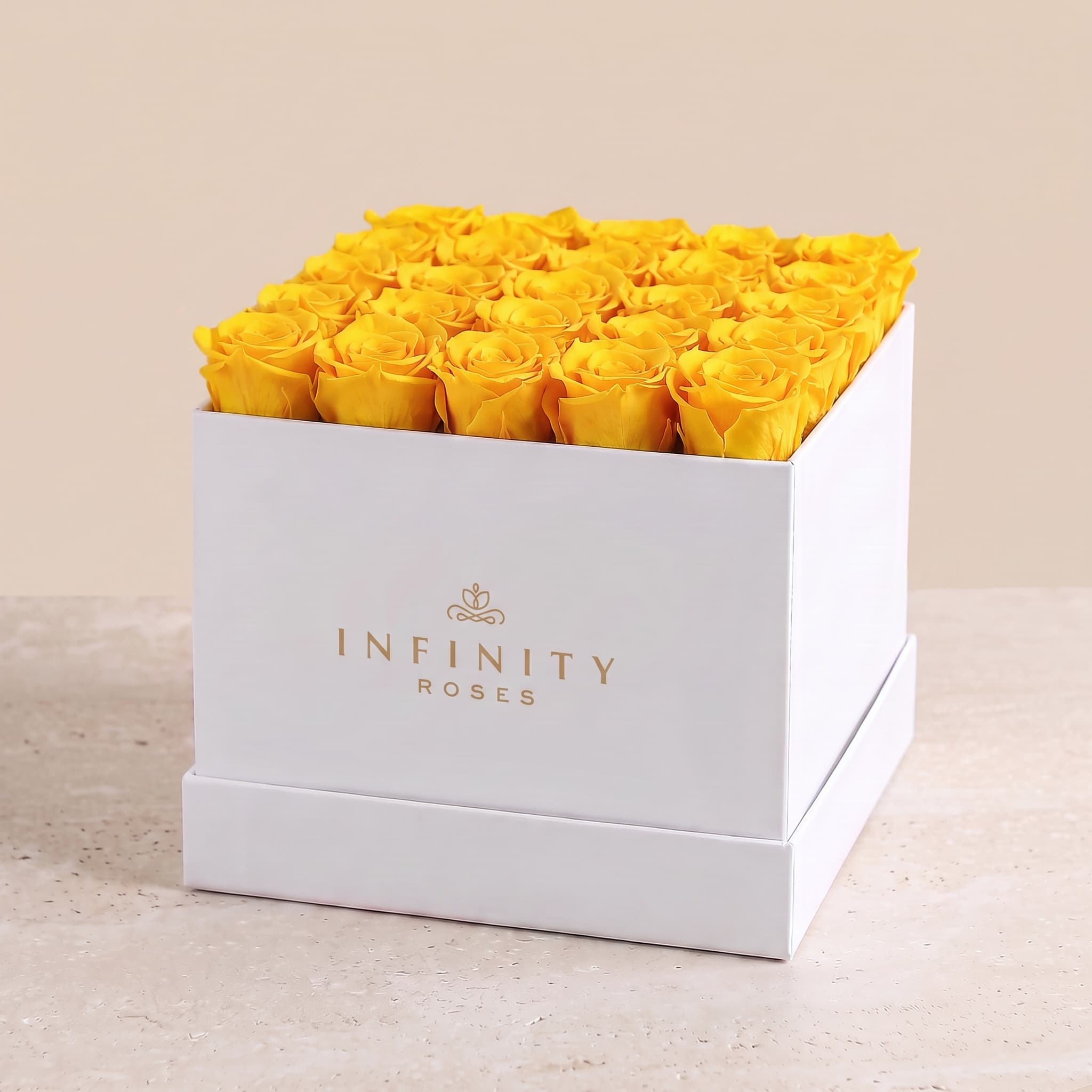X-Large Square Rose box - Yellow Rose - White Box