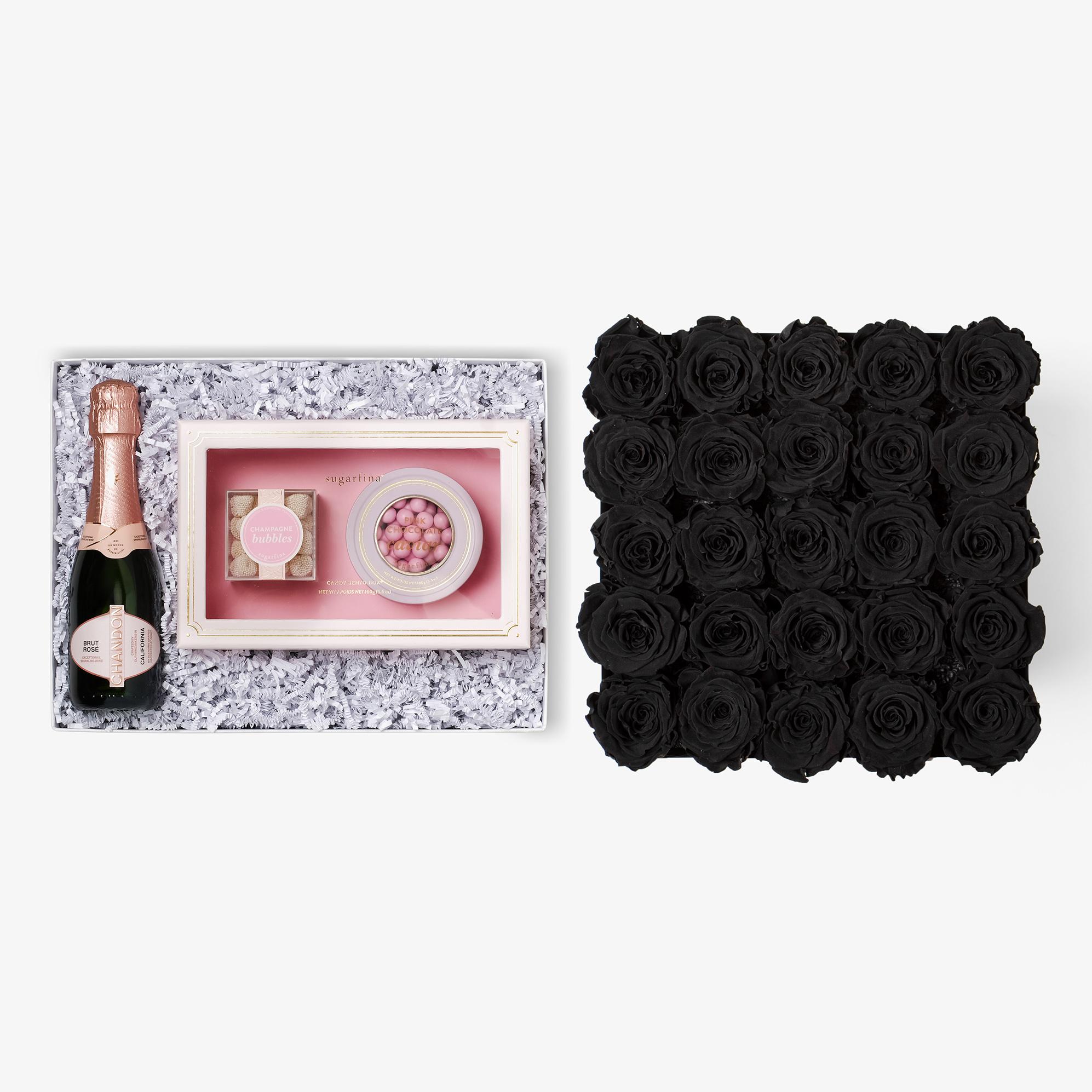 Rosé & Caviar - X-Large Square Box - Black Rose - White Box