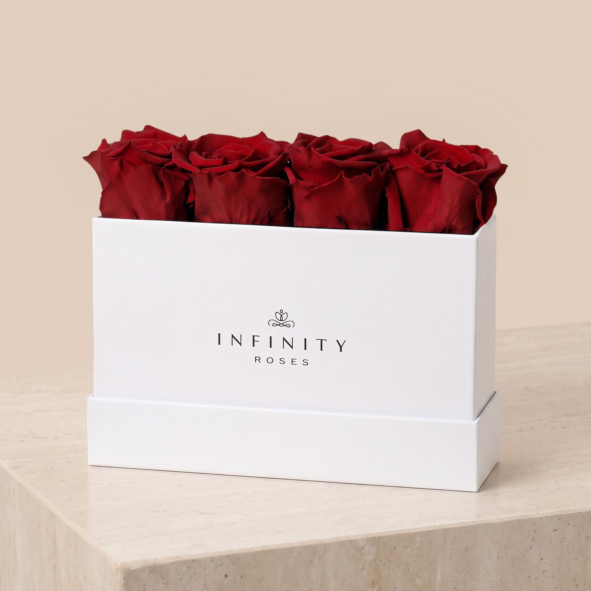 Small Rose Box - Red Rose - White Box