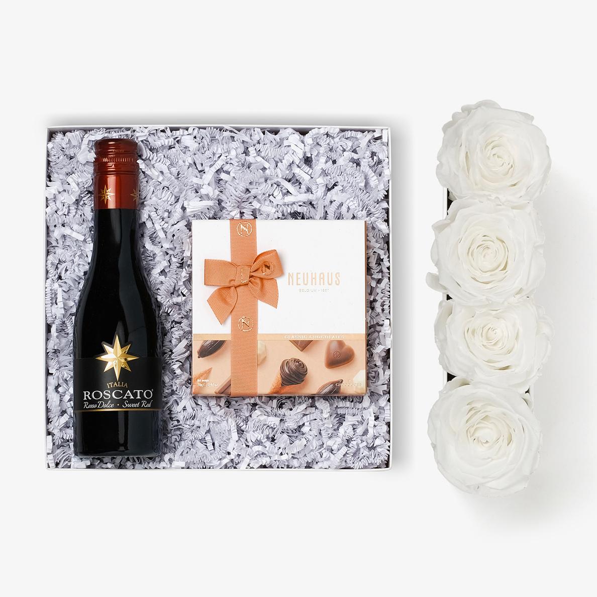 Wine & Truffles - Small Rose Box - White Rose - White Box