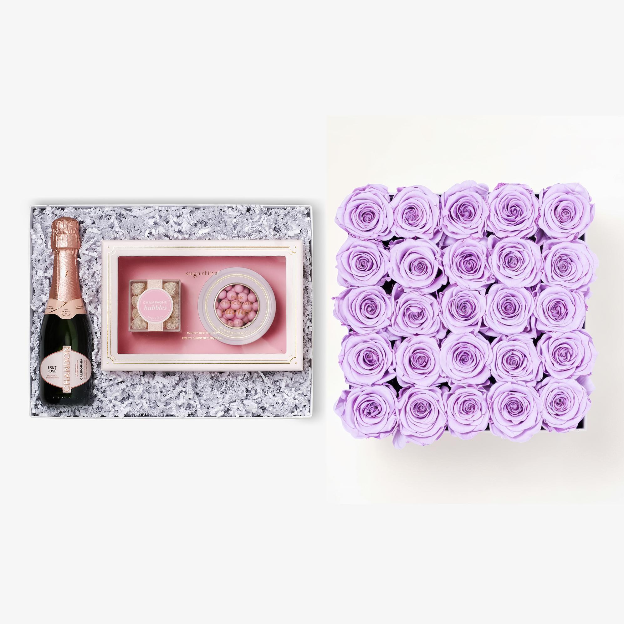 Rosé & Caviar - X-Large Square Box - Lavender Rose - Black Box