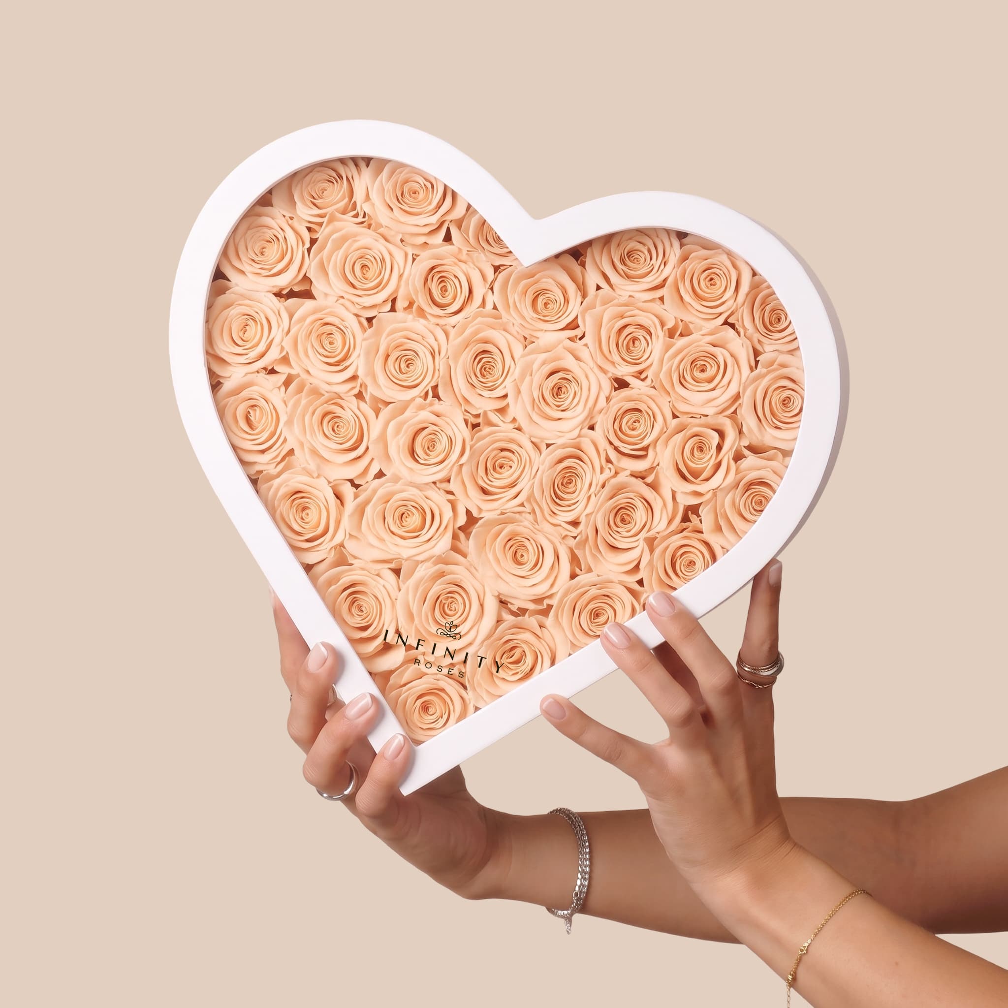 Grand Heart Box - Champagne Rose - White Box