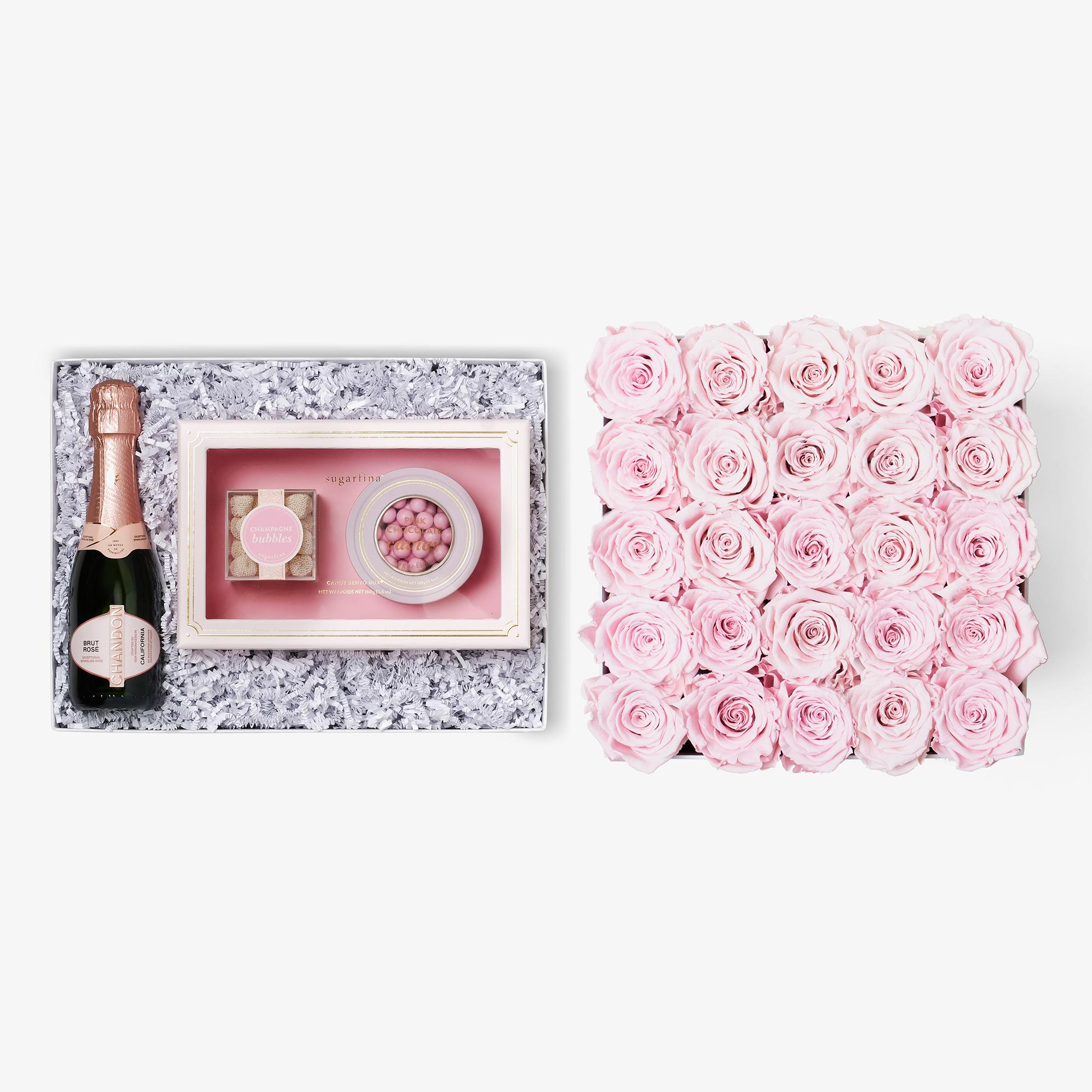Rosé & Caviar - X-Large Square Box - Pink Rose - Black Box