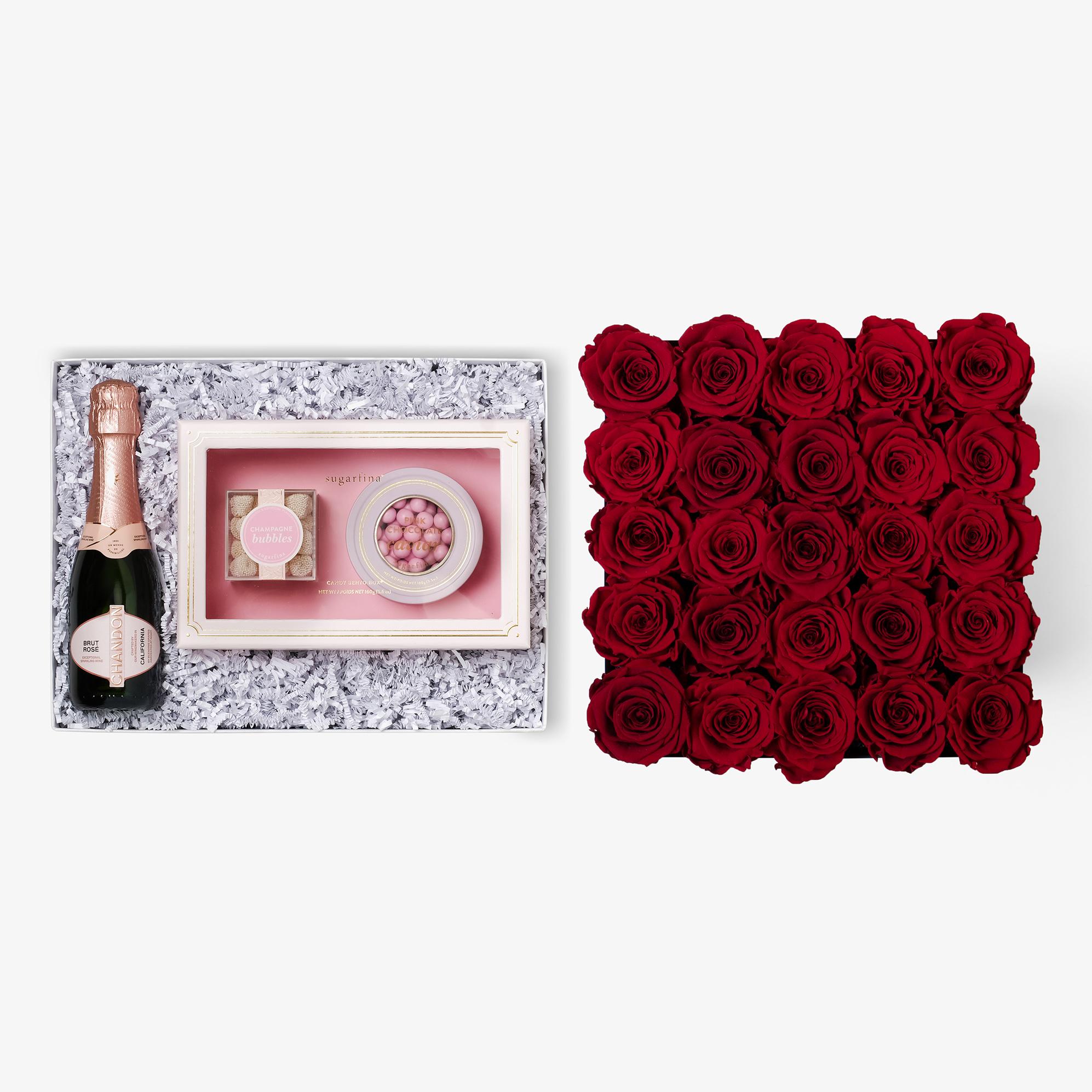 Rosé & Caviar - X-Large Square Box - Red Rose - Black Box