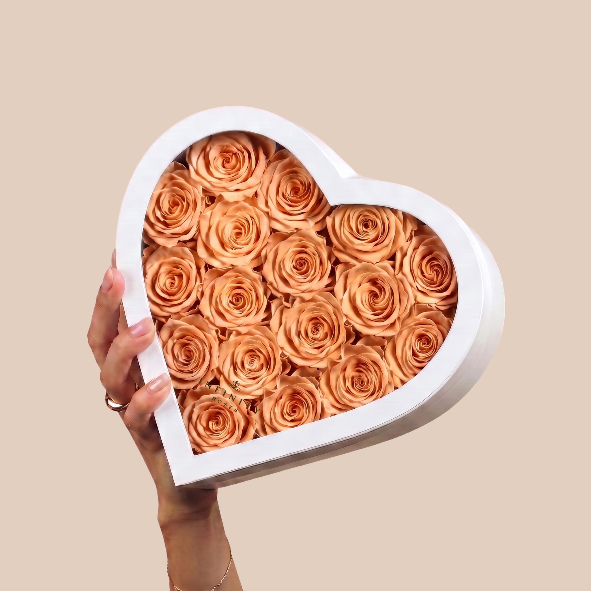 Large Heart Box - Chocolate Rose - White Box