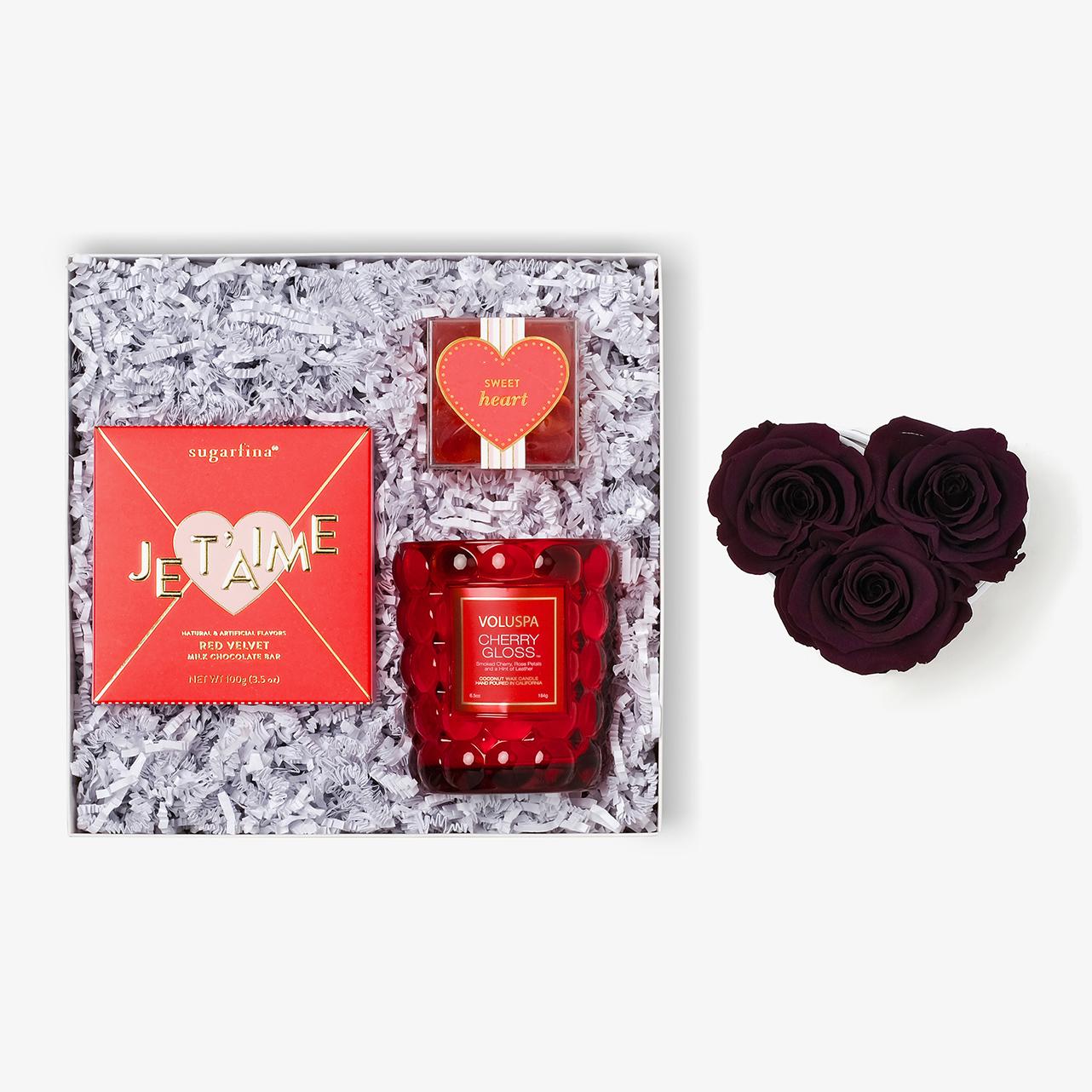 Candle & Treats - Small Heart Box - Violet Rose - Black Box