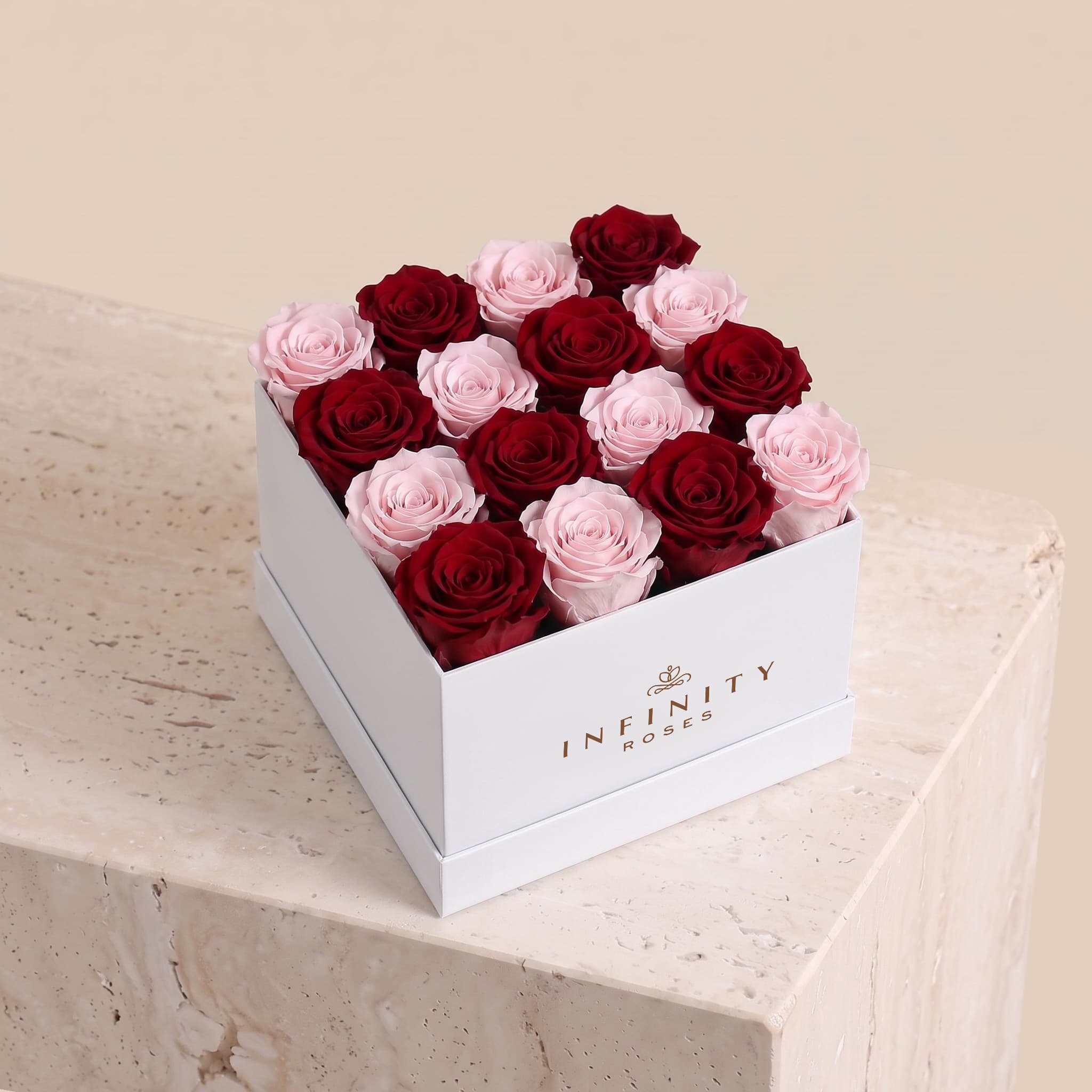 Large Square Rose Box - Rosé Rose - White Box