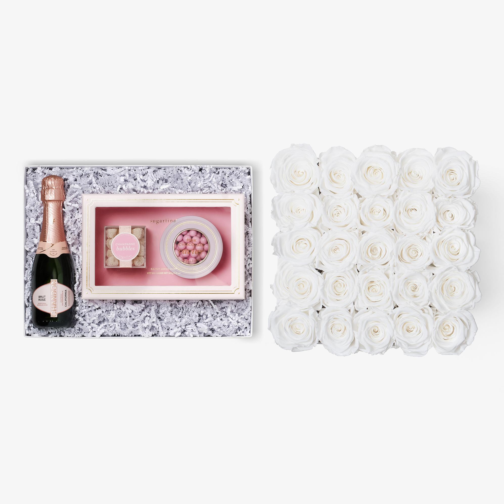 Rosé & Caviar - X-Large Square Box - White Rose - Black Box