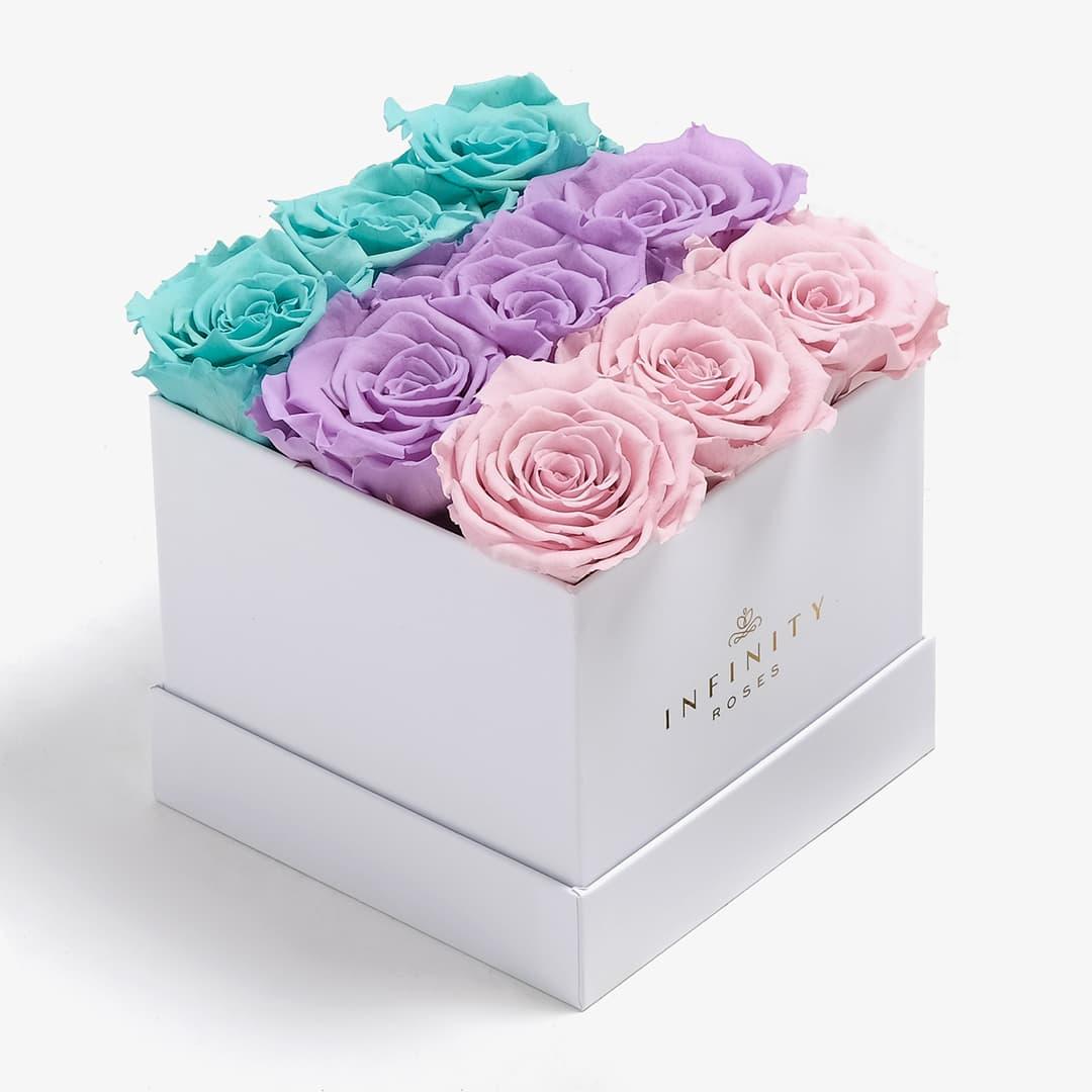 Medium Ombre Box - Pastel Ombre Rose - White Box