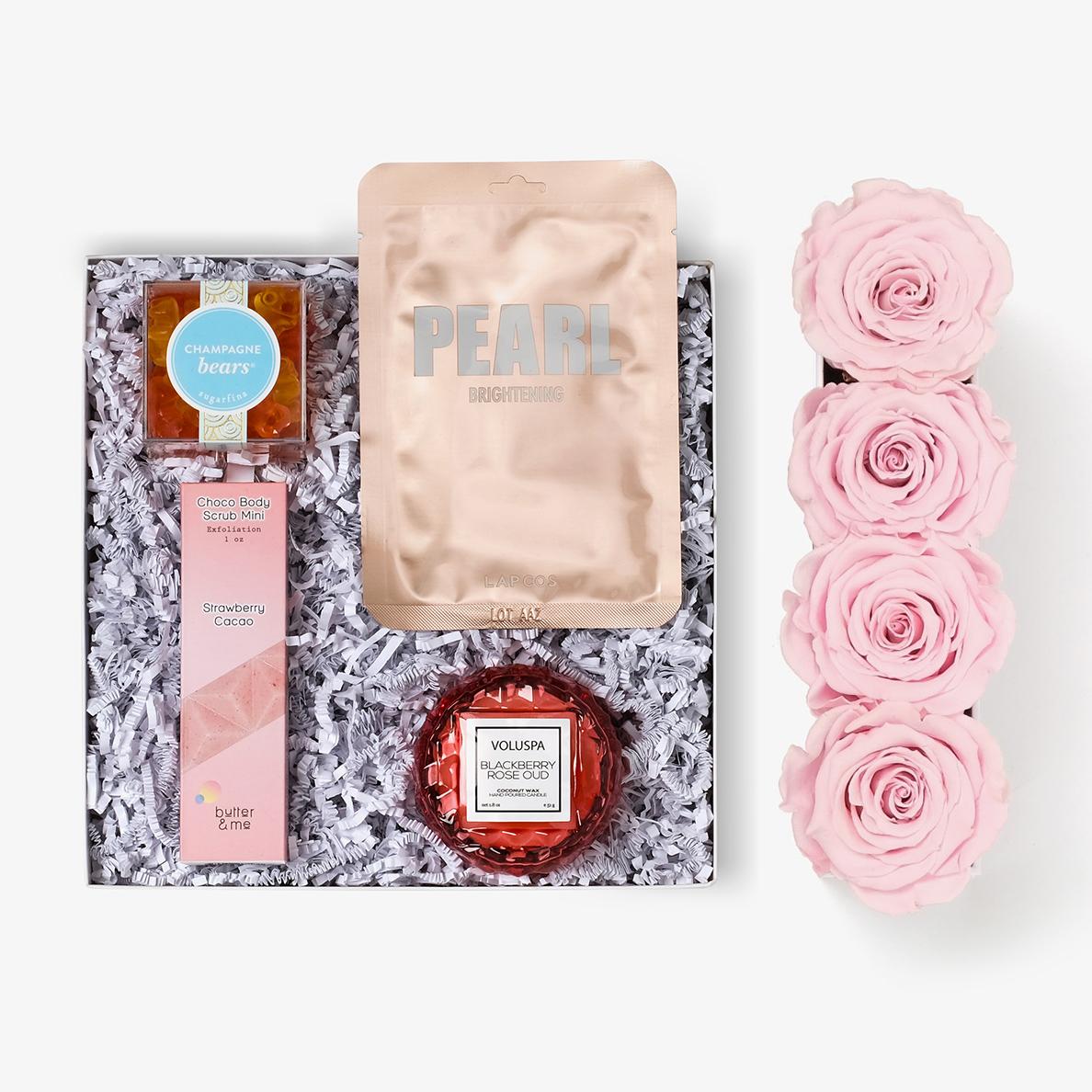 Pamper Bundle - Small Rose Box - Pink Rose - White Box