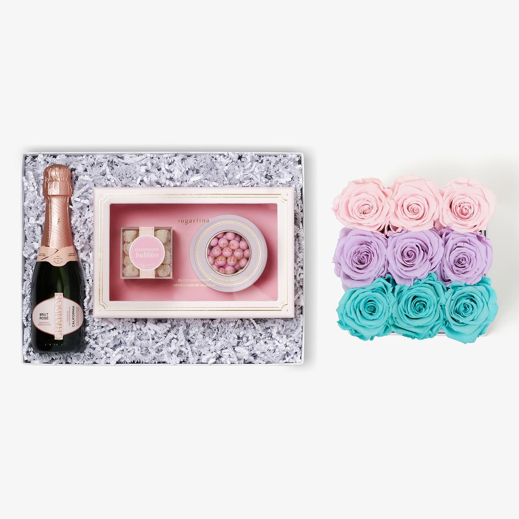 Rosé & Caviar - Medium Square Box - Pastel Ombre Rose - White Box