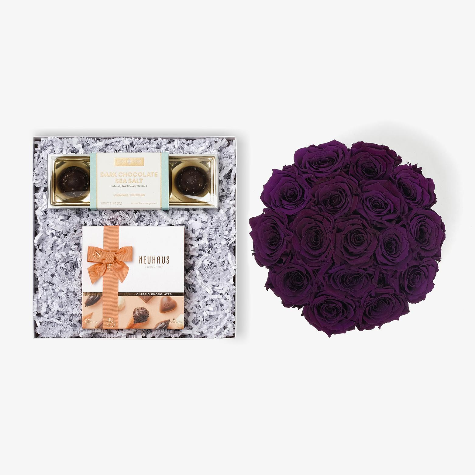 Chocolate Duo Luxe - Large Bloom Box - Violet Rose - Black Box