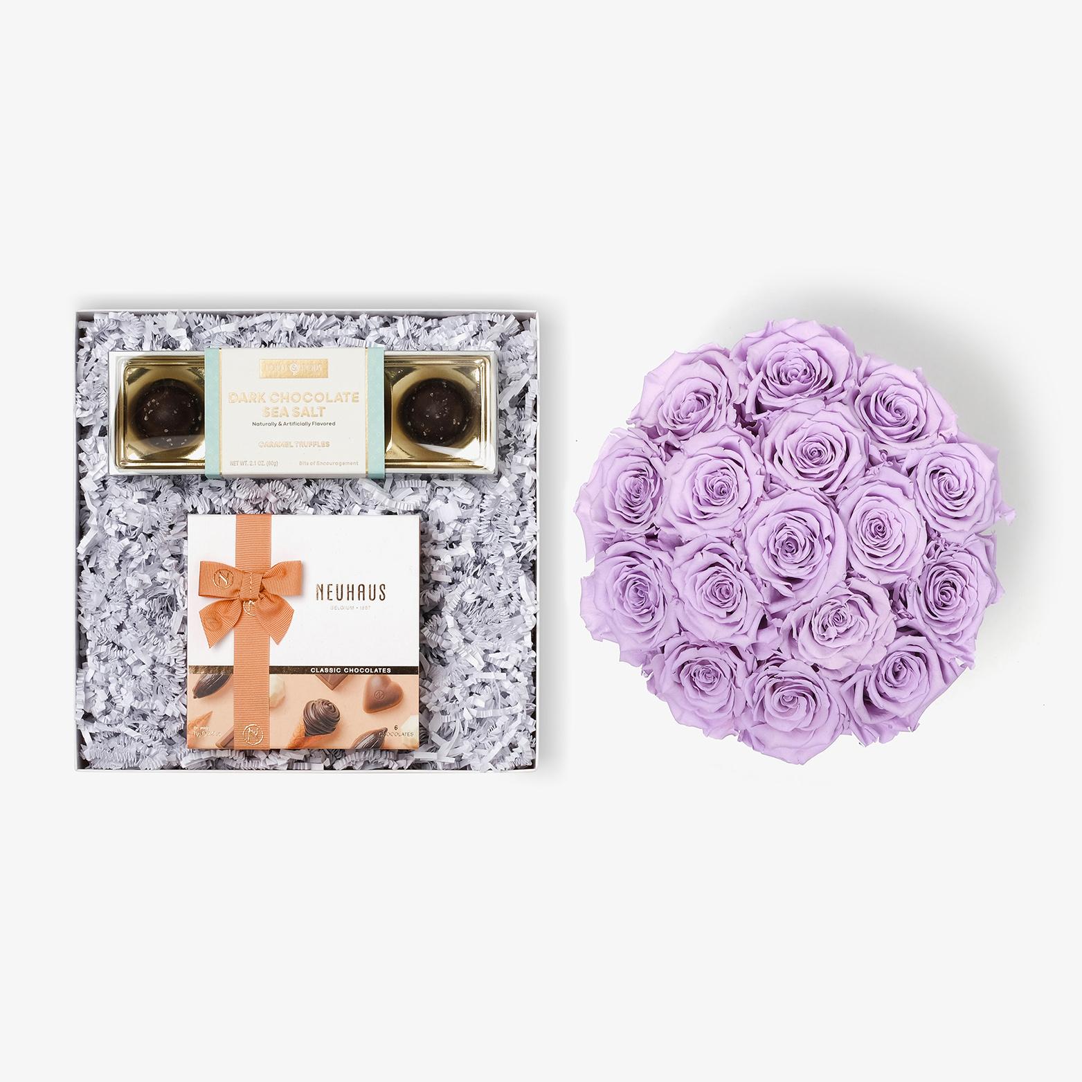 Chocolate Duo Luxe - Large Bloom Box - Lavender Rose - White Box