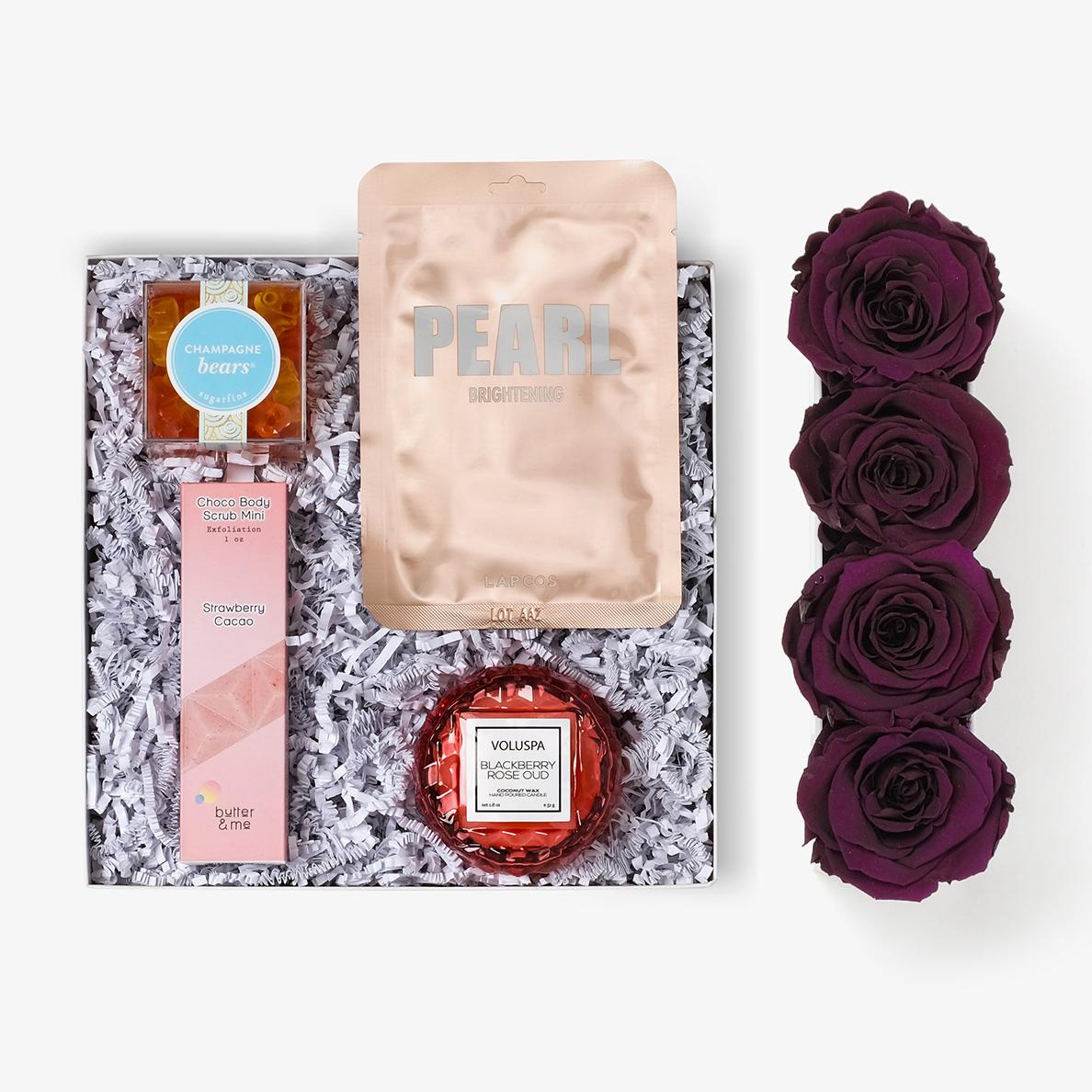 Pamper Bundle - Small Rose Box - Violet Rose - White Box