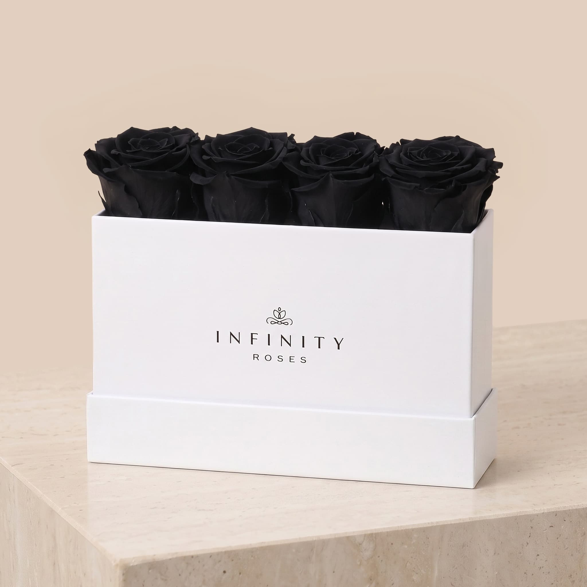Small Rose Box - Black Rose - White Box