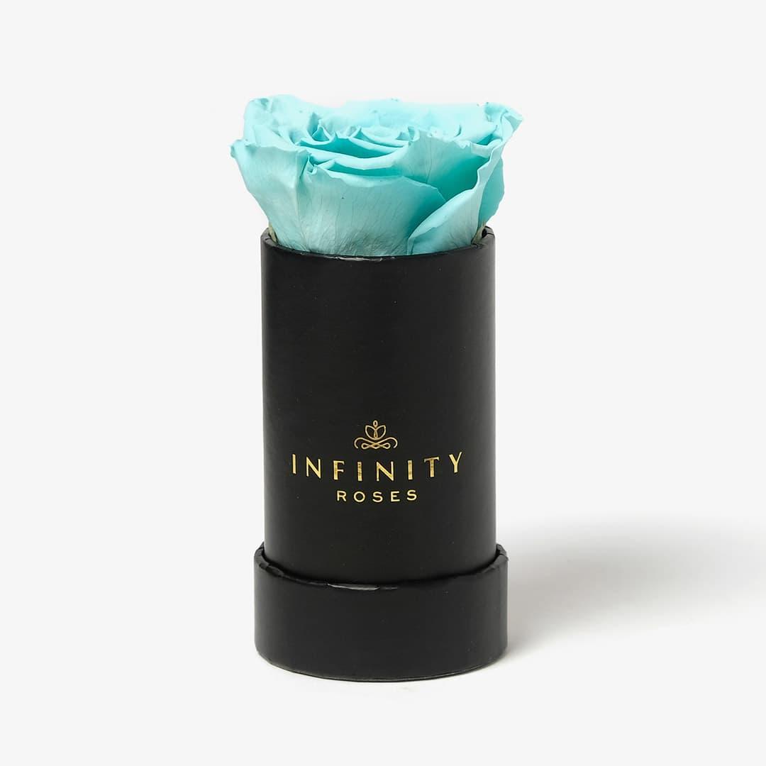 Single Rose Box - Turquoise Rose - Black Box