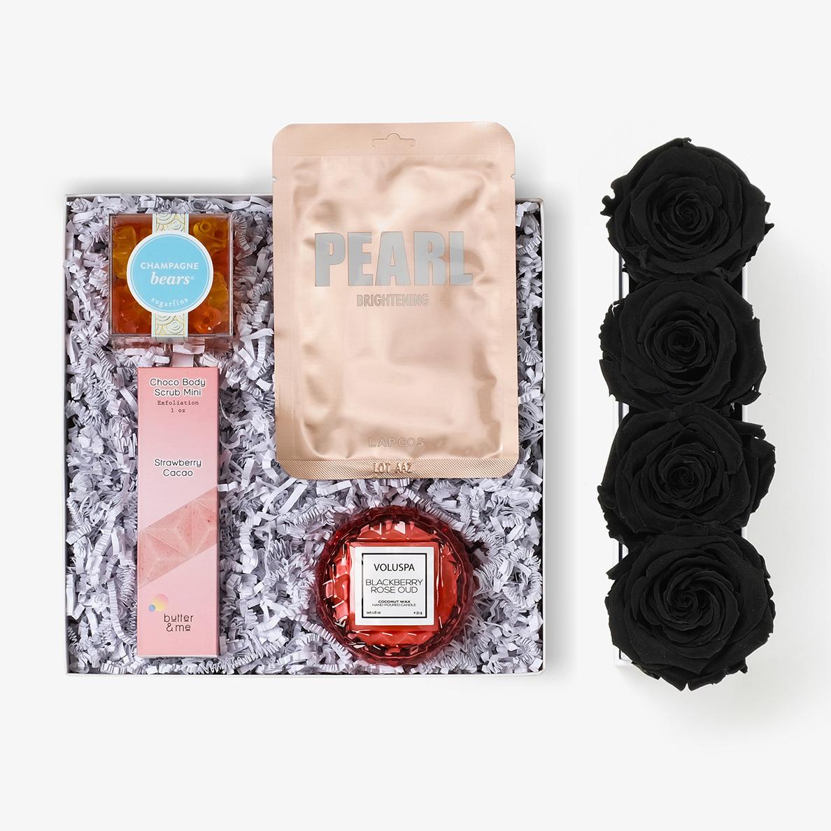 Pamper Bundle - Small Rose Box - Black Rose - White Box