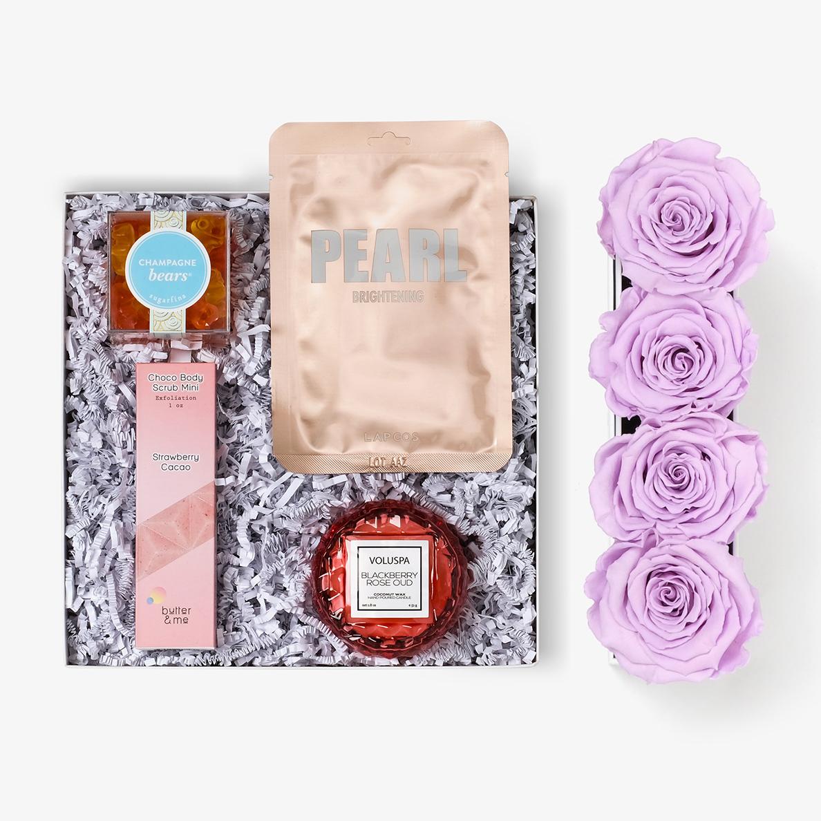 Pamper Bundle (Small Rose Box) - Lavender Rose - Black Box
