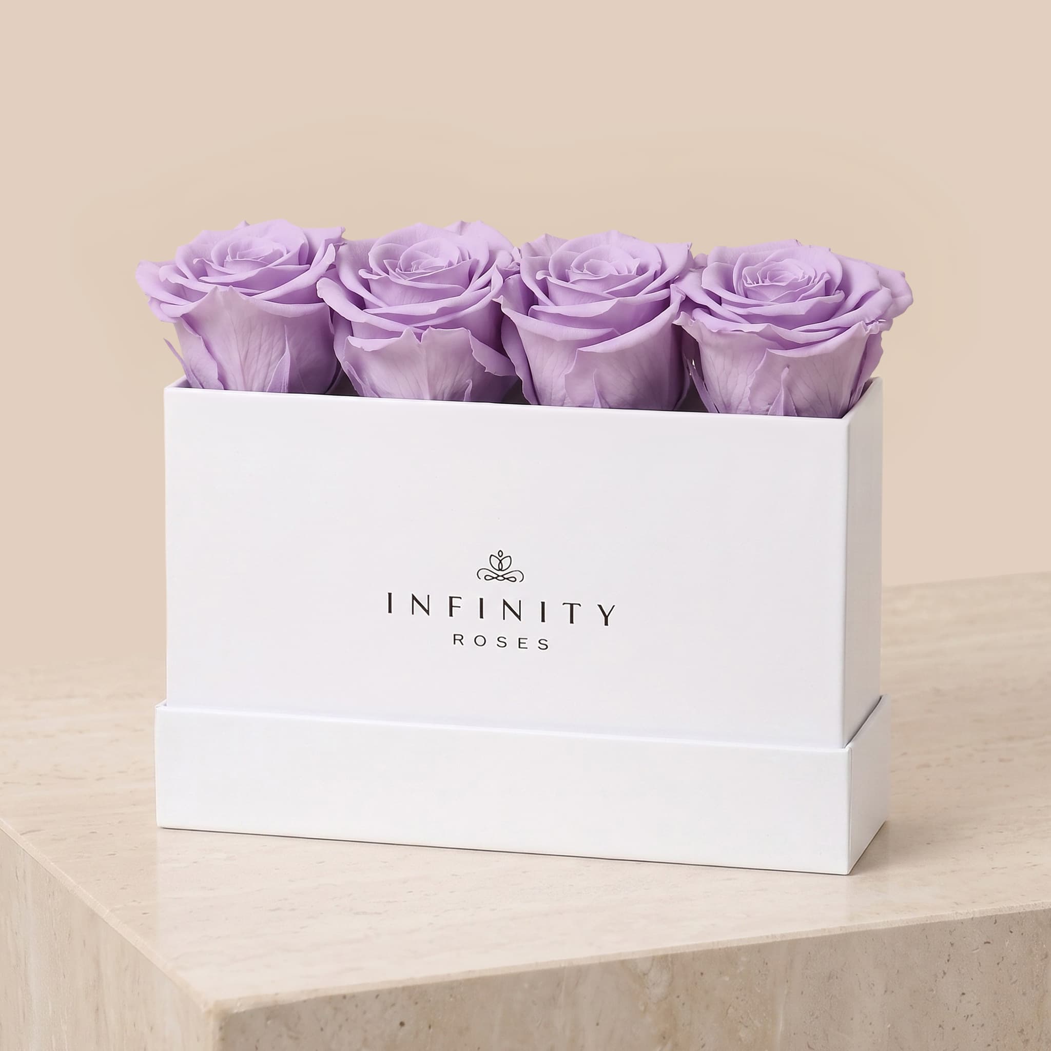 Small Rose Box - Lavender Rose - White Box