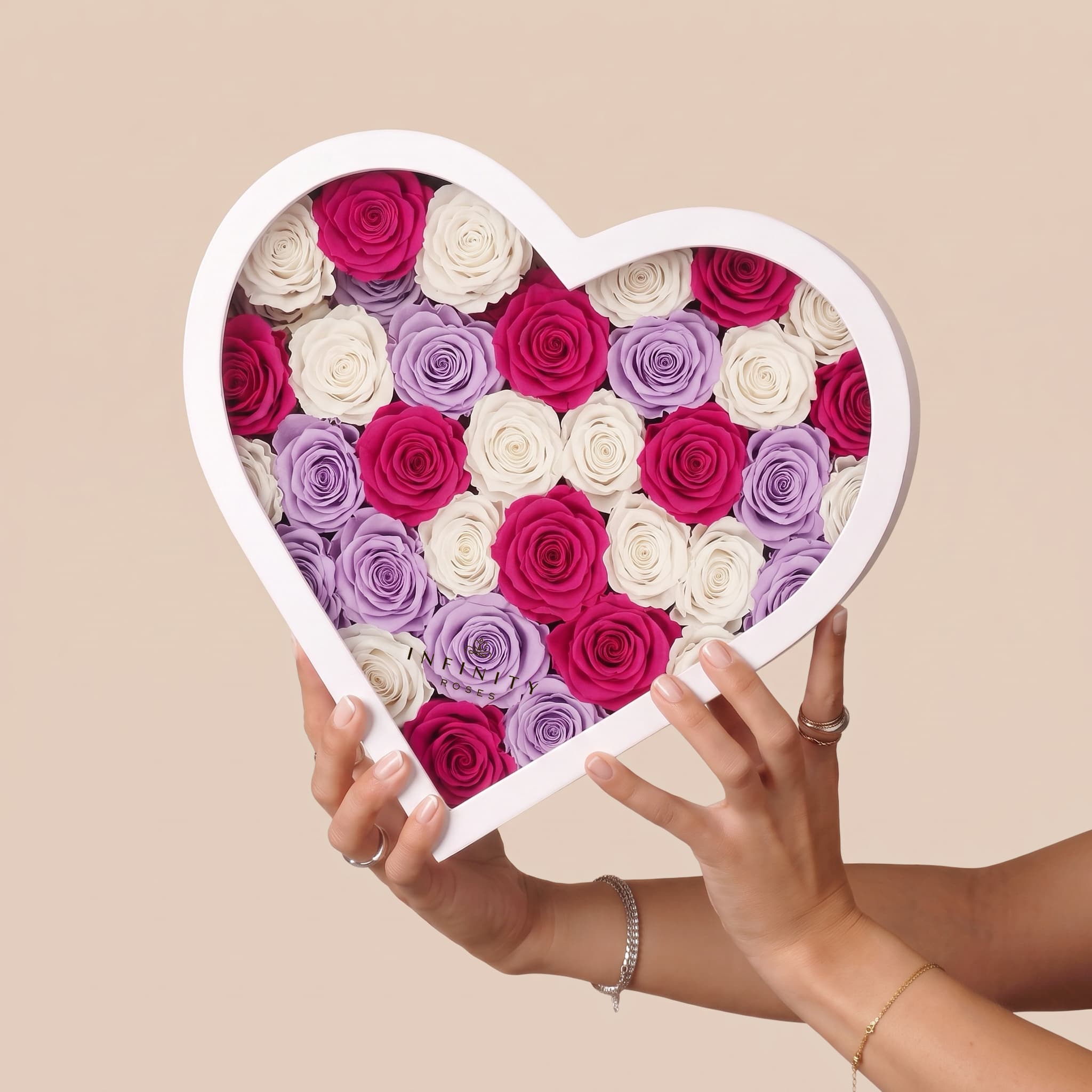 Grand Heart Box - Sorbet Rose - White Box