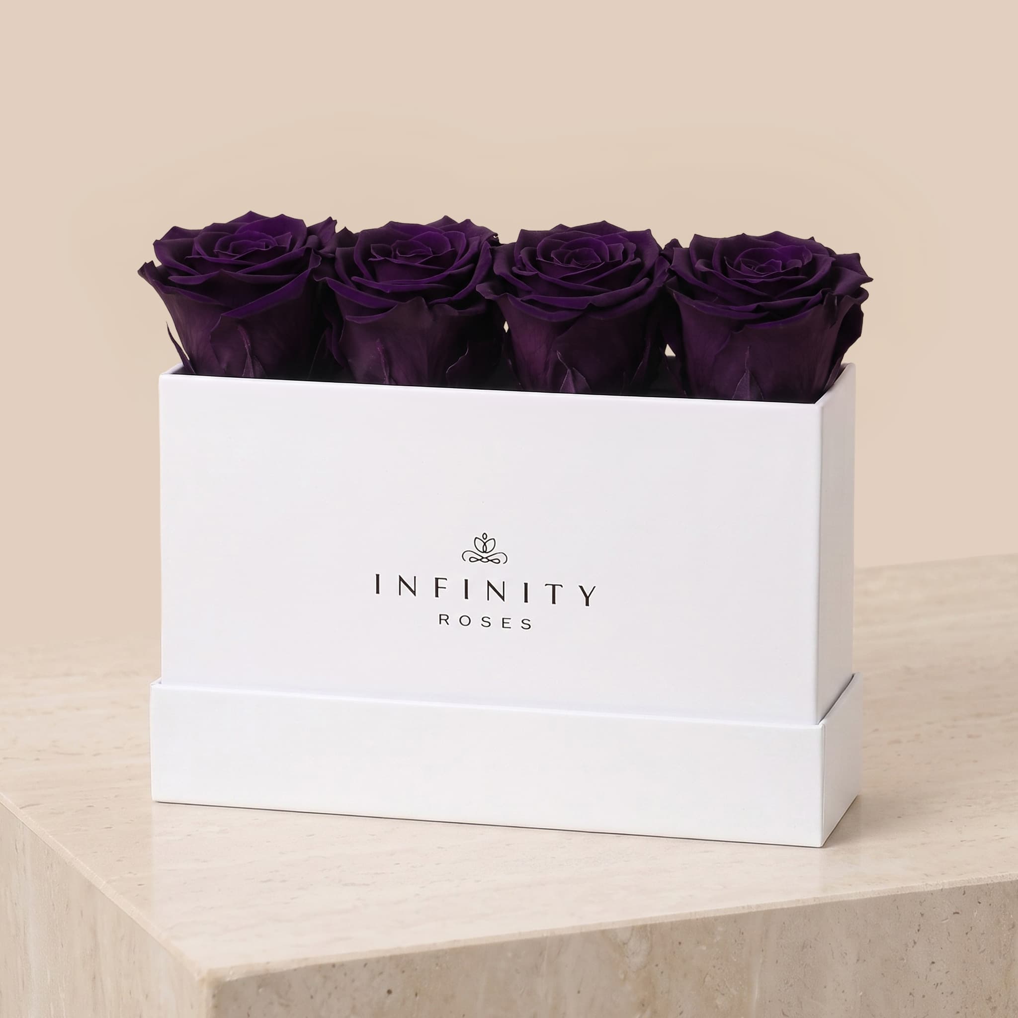 Small Rose Box - Violet Rose - White Box